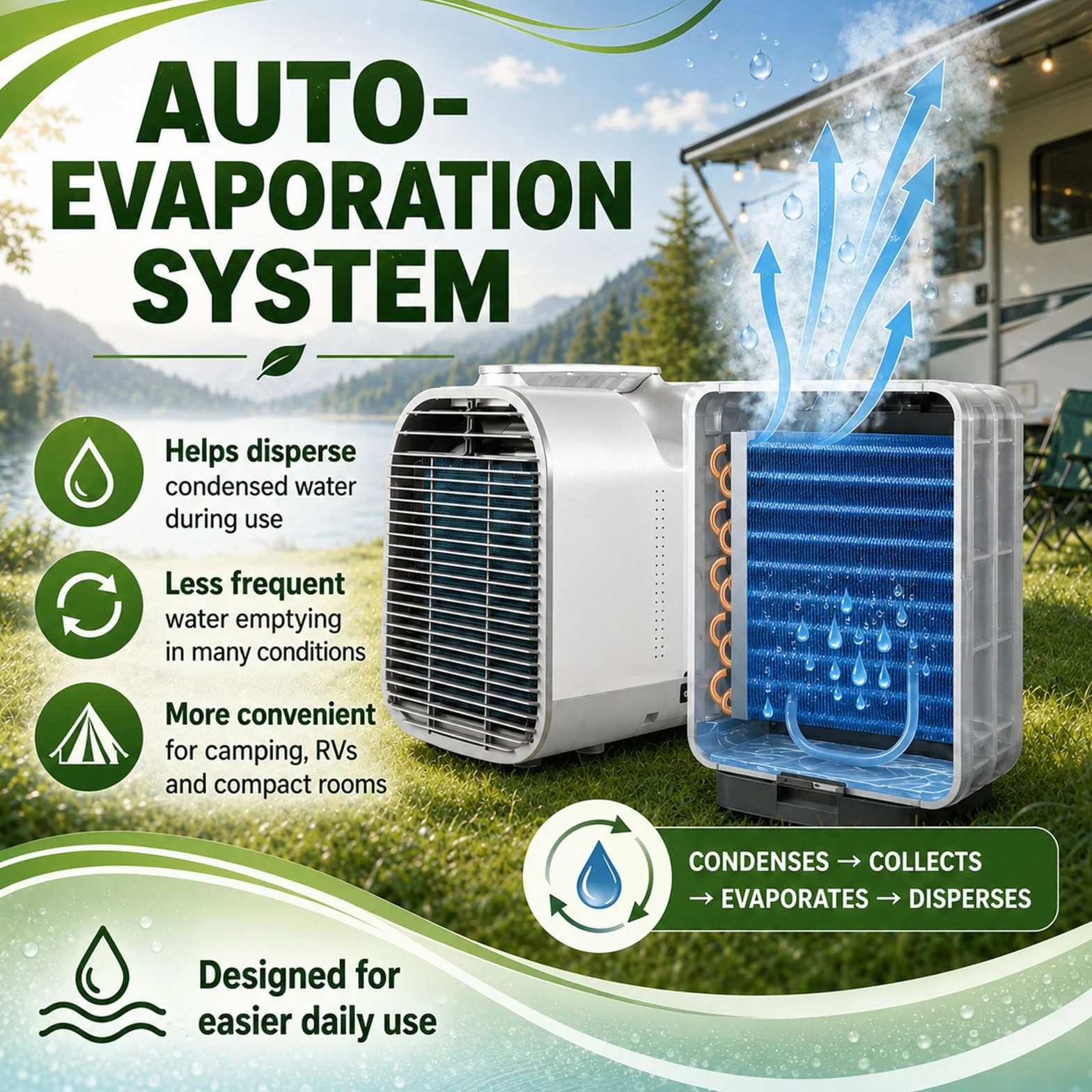 Aire Acondicionado Portátil, Aire Acondicionado Móvil para Tiendas De Campaña Y Habitaciones Compactas, 4 Modos En 1, Unidad De Aire Acondicionado para Camping, Autocaravana O Camión 1300W