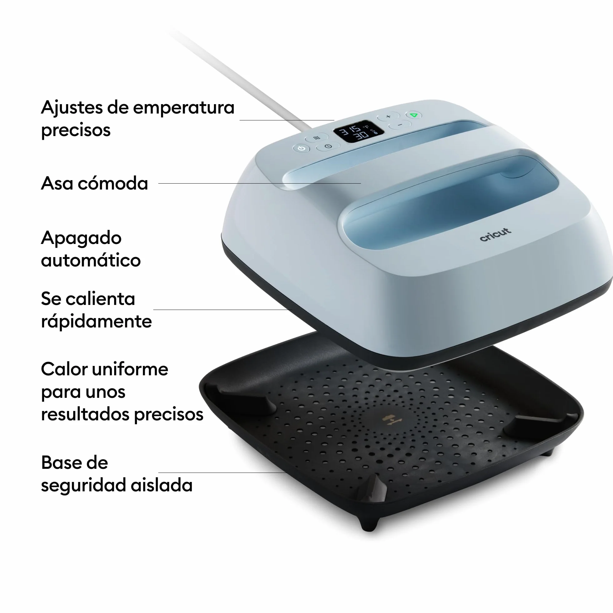 Cricut EasyPress 3 | Placa térmica de 22,5 cm x 22,5 cm | Prensa térmica para camisetas, cojines, bolsas de tela y mucho más | Uso con vinilo termoadhesivo (HTV)