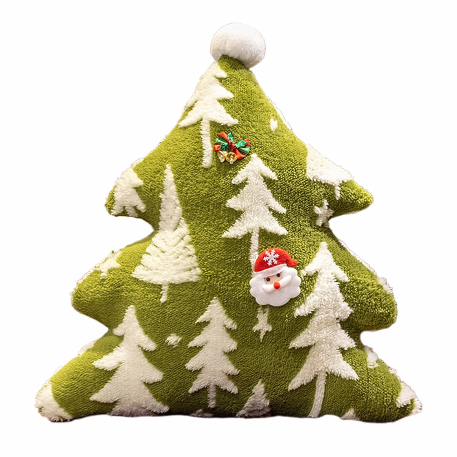 Almohada de felpa para decoración navideña, cojín decorativo festivo | almohada de árbol de terciopelo suave que añade calidez navideña, apoyo cómodo para relajarse, accesorio de decoración del ho