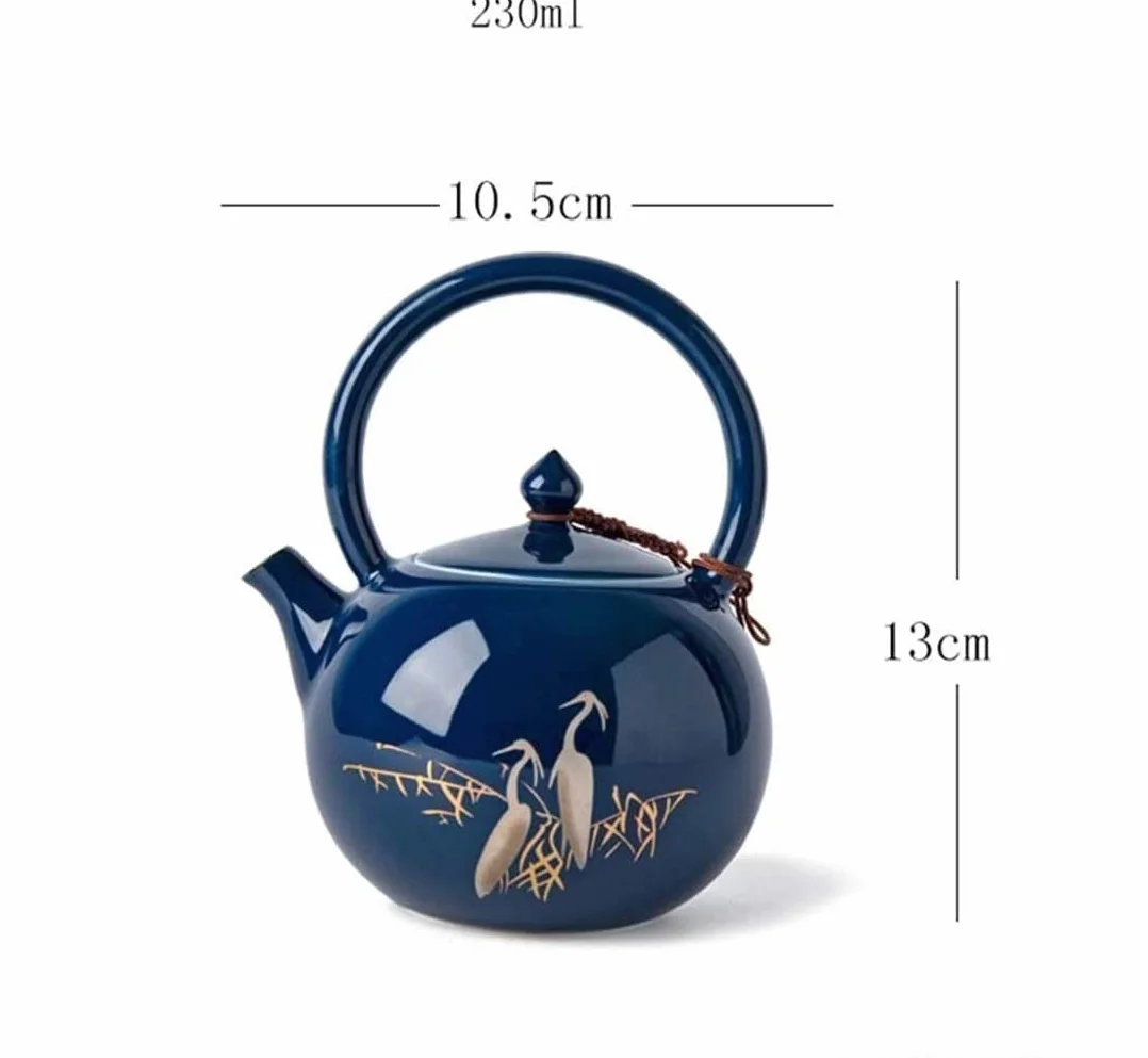 RUVOO Tetera Hierro Fundido Tetera Japonesa Tetera de cerámica con diseño de Garza de 230ml, Tetera de Porcelana China para el hogar y la Oficina China Tetera Hierro
