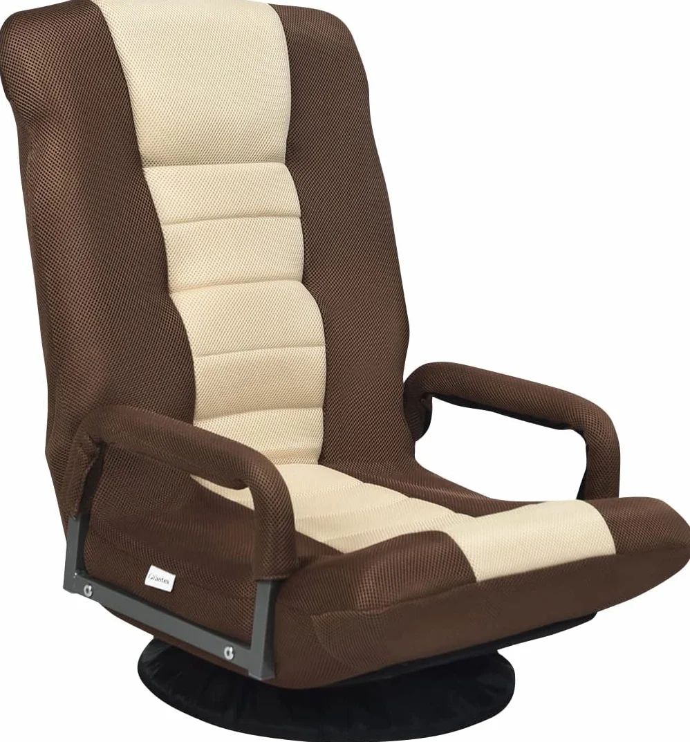 COSTWAY Silla de Suelo con Base Giratorio 360 ° y Respaldo Ajustable en 6 Posiciones Silla de Relax Meditación Sillón Perezoso Carga hasta 140 kg