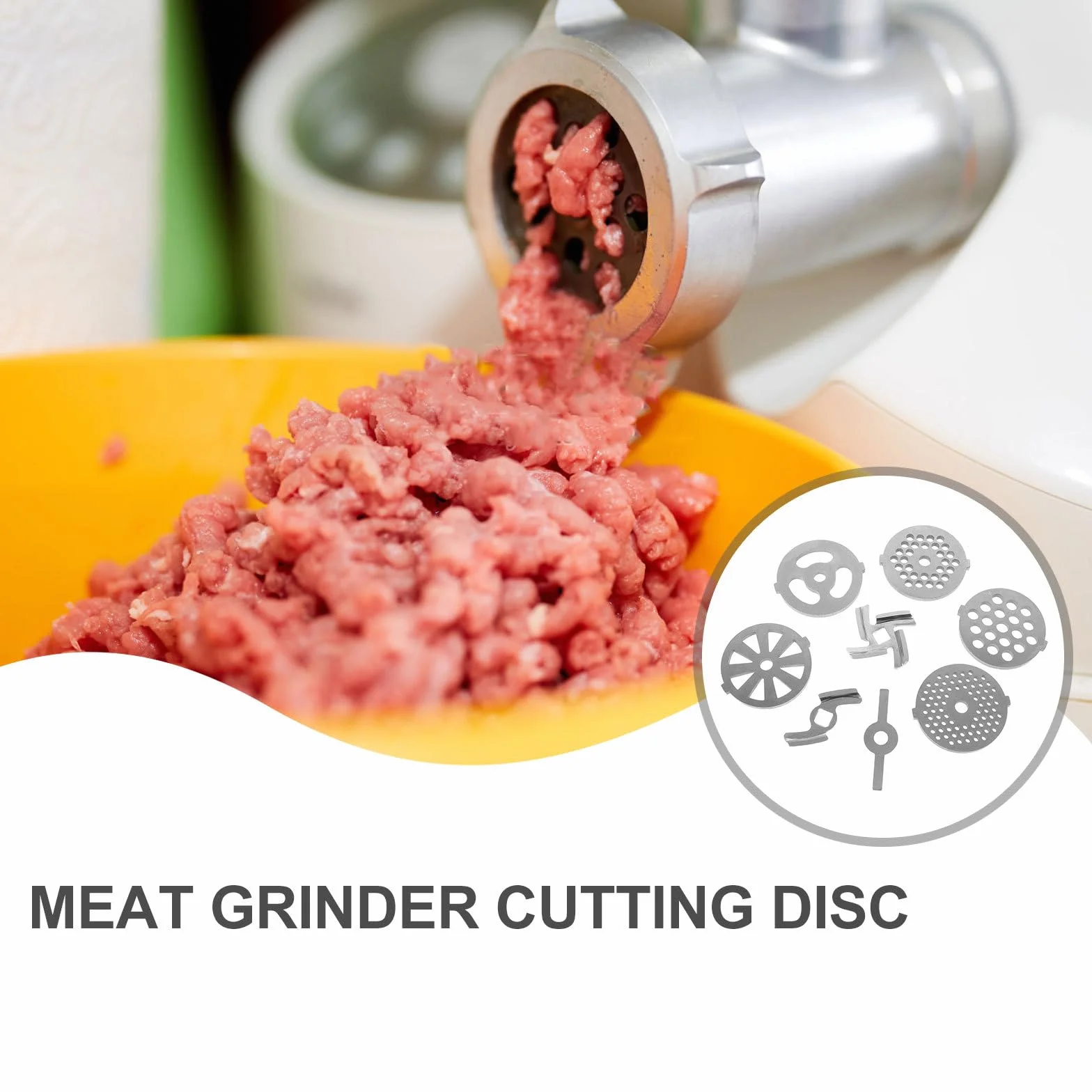 Housoutil Kit de 8 Accesorios de Placas y Cuchillas para Picadora de Carne, Acero Inoxidable Resistente Corrosión, Adecuado para Preparación de Alimentos en Casa