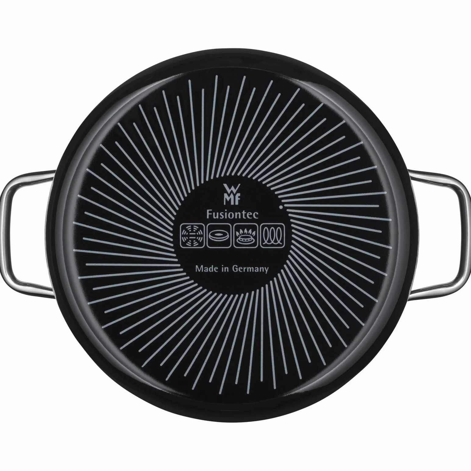 WMF Fusiontec Essential - Olla grande, 24 cm, tapa de cristal, olla de inducción, 6,4 L, cerámica de alta tecnología, resistente a los arañazos, sin revestimiento, color negro, fabricado en Alemania