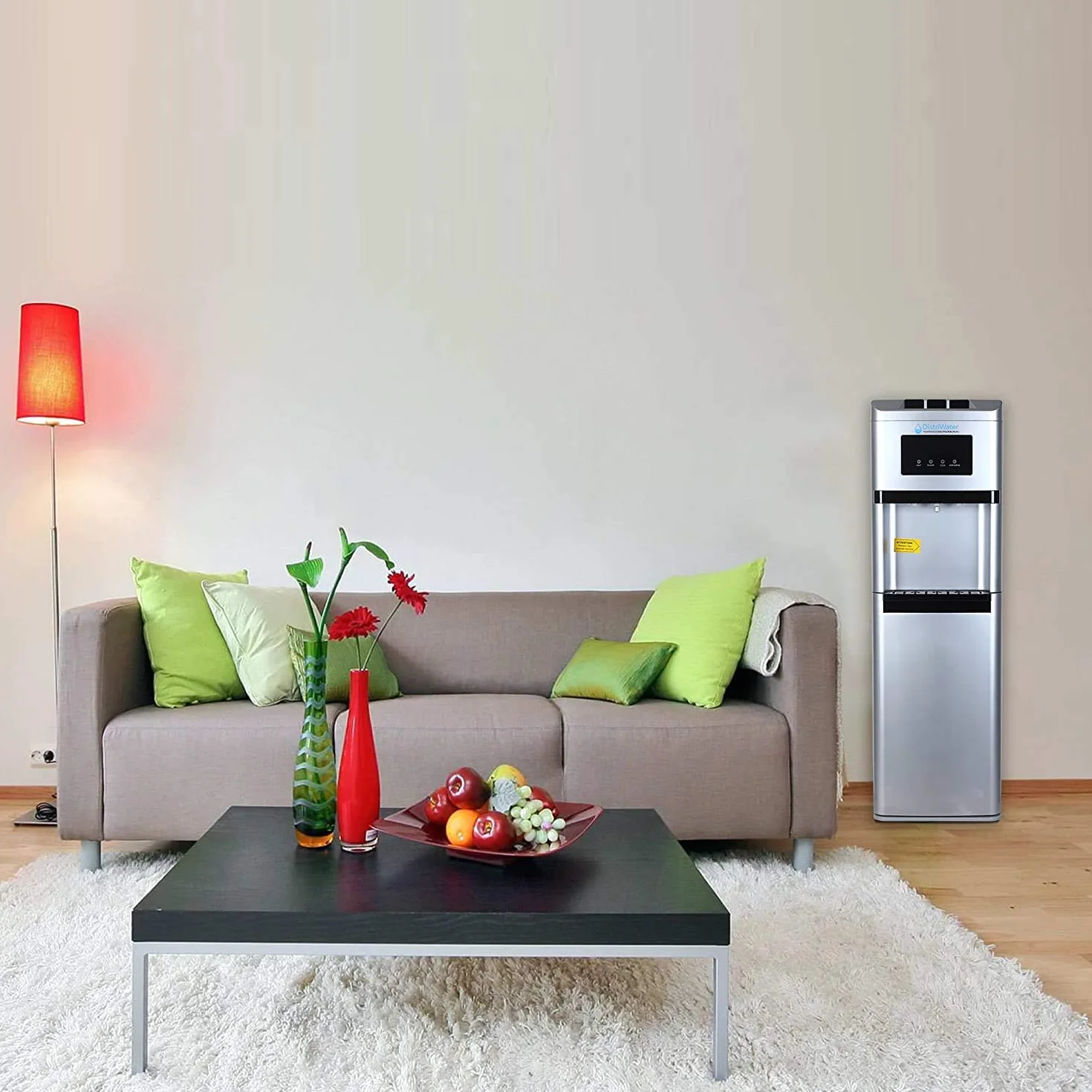 Dispensador de agua fría o caliente. Fuente de agua con asa ergonómica, todo tipo de garrafas, para agua caliente y fría, para la oficina y la casa, color gris