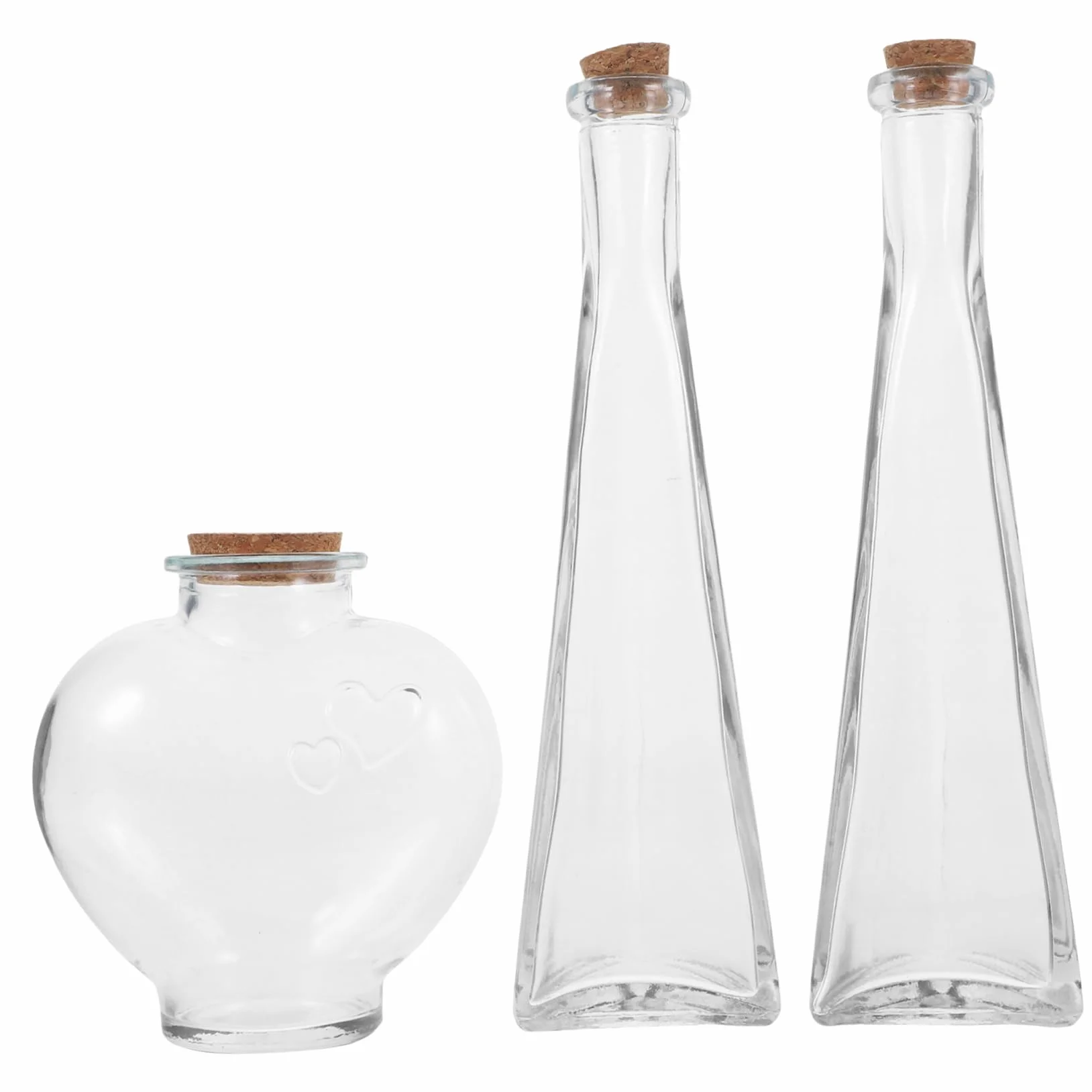 Botellas Decorativas de Cristal para Ceremonias de Boda, Juego de 3 Tarros de Arena con Forma de Corazón