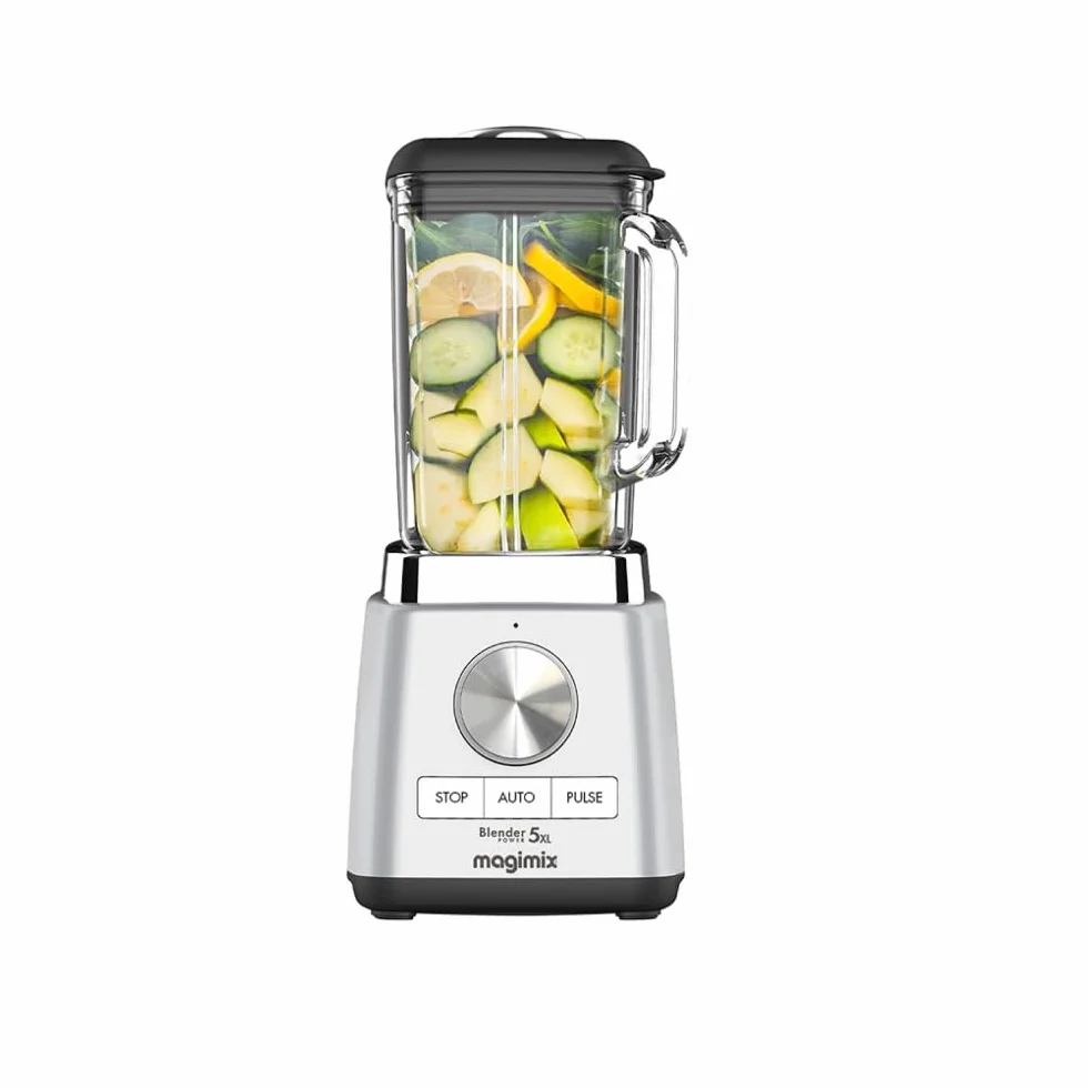 magimix Blender Power 5 XL - Batidora de vaso con motor de 1500 W, capacidad útil de 2 litros, jarra de cristal de borosilicato, batidora profesional para batidos y sopas
