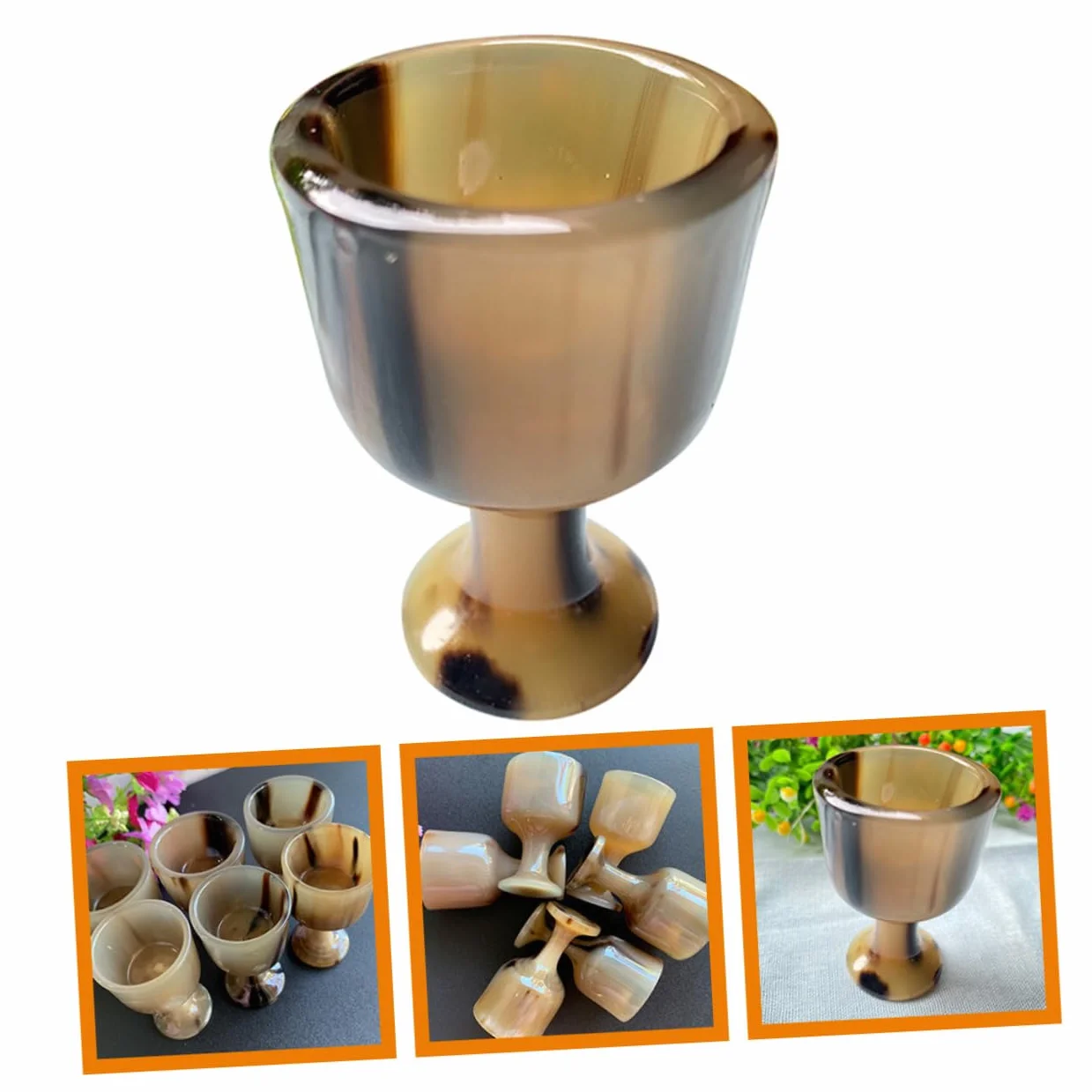 Cabilock 3 Copas De Cuerno Resistentes para Beber Vino Hechas De Material Decorativo.