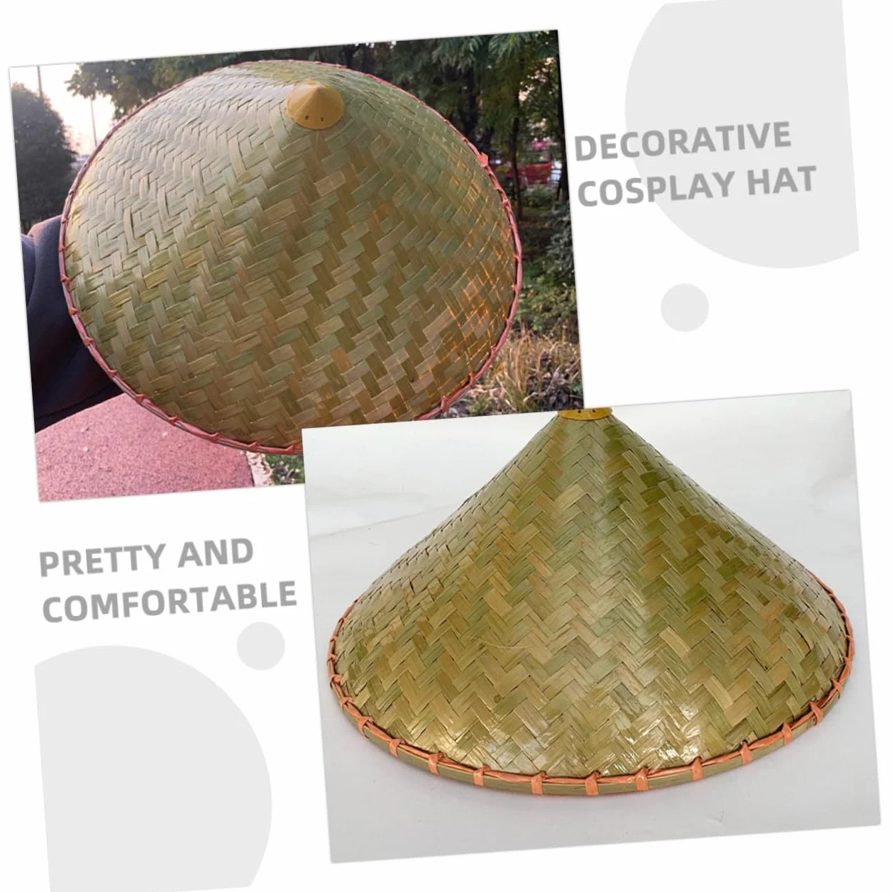 Cabilock Sombrero Cónico de Bambú para Adultos, Ligero y Transpirable, Adecuado Vida Diaria y Fiestas, Diseño Tradicional Japonés Resistente y Elegante
