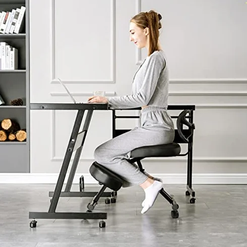 Silla de Rodillas, Silla de Rodillas Ergonómica, Silla de Escritorio Ajustable para Mejorar la Postura con Ruedas Y Respaldo, Silla de Postura Ergonómica para el Hogar, Oficina, Escritorio, Sala de Re