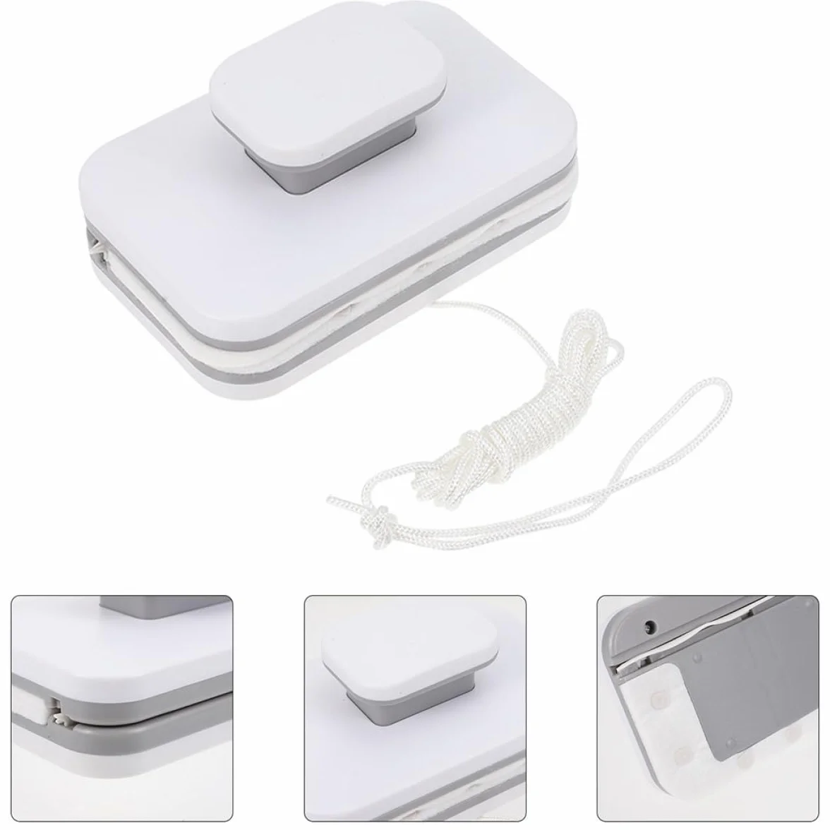 Limpiacristales Magnético Hogar Diseño de Doble Cara y Cordón de Seguridad, Herramienta de Limpieza para Ventanas de Balcón y Cristales en Pisos Altos