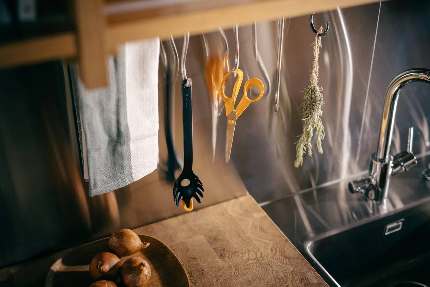 Fiskars Cuchara para Pasta 29 cm Plástico Silicona Functional Form Negro Naranja