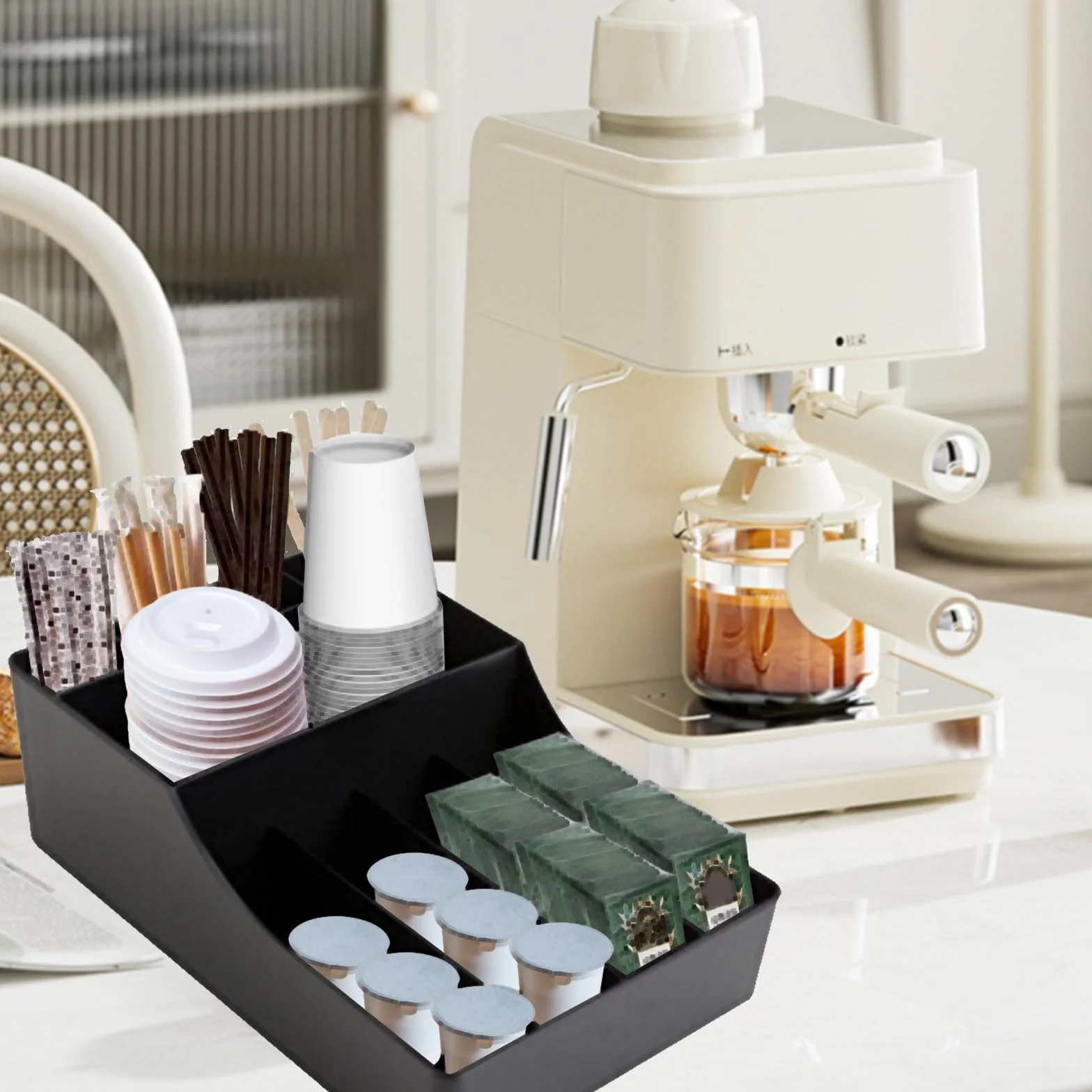 Organizador de Café y Té, Estación de Café Organizador para Condimentos y Accesorios