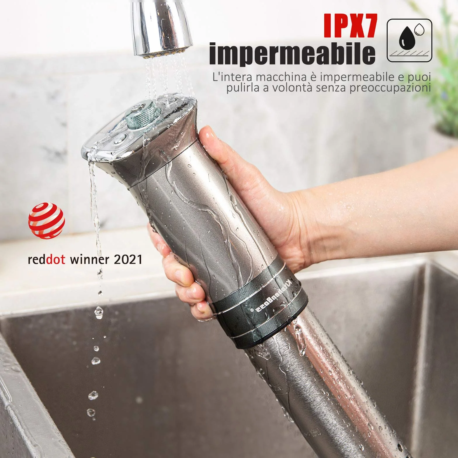 KitchenBoss Sous Vide Roner Cocina a baja temperatura 1100 W, IPX7 impermeable, de acero inoxidable