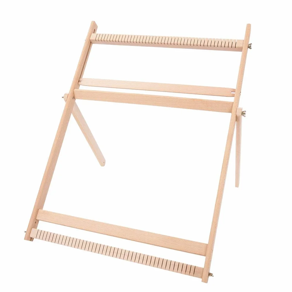 Telares con soporte, Kit de telar multiartesanía Marco de tejido ajustable Bufanda de madera maciza DIY Loom máquina de coser, para adultos