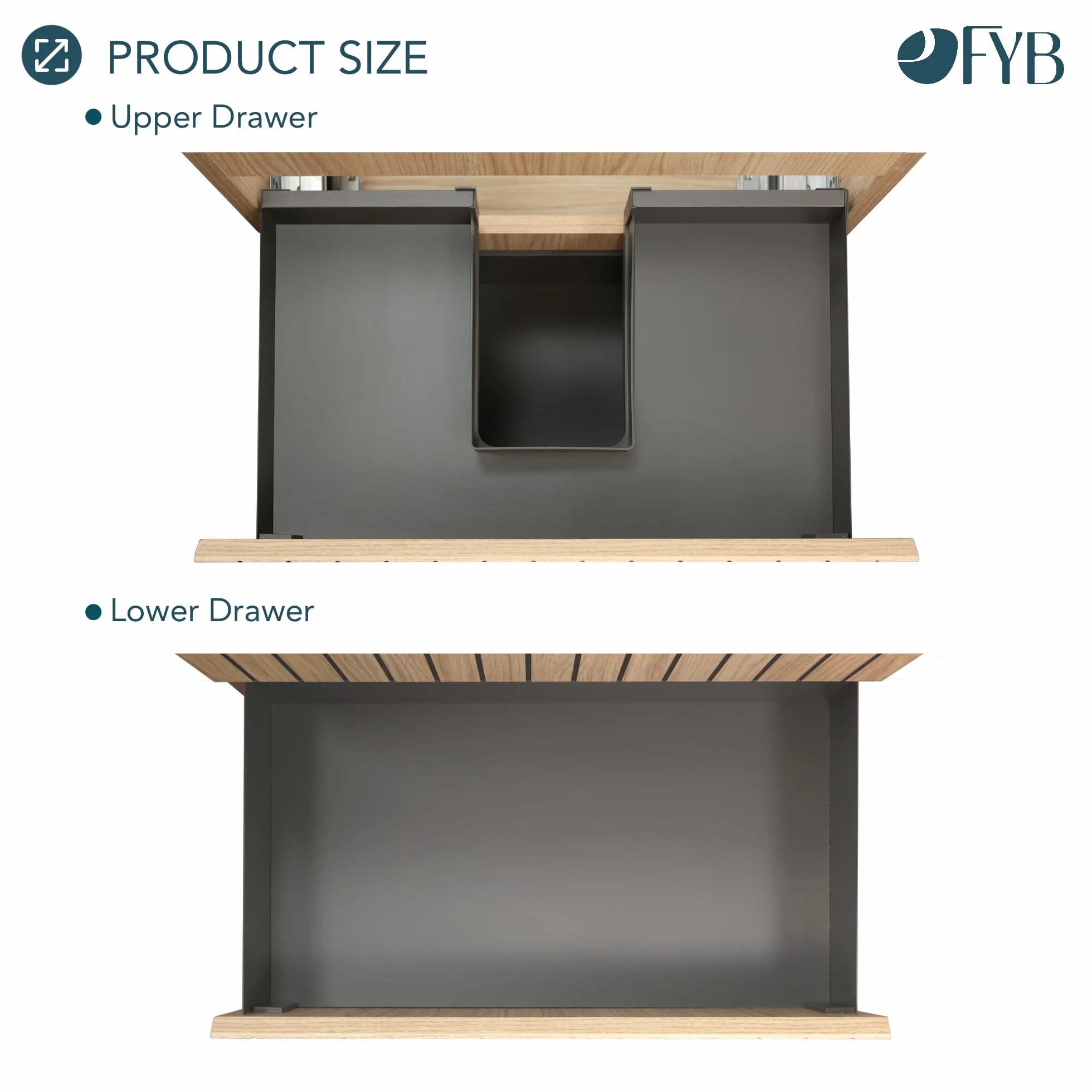 Conjunto Mueble Baño Tiger 100 cm Roble Nórdico con Encimera Cerámica Blanca Brillo, Lavabo Incluido, 2 Cajones Soft Close, Diseño Suspendido, Gran Almacenaje práctico y Funcional