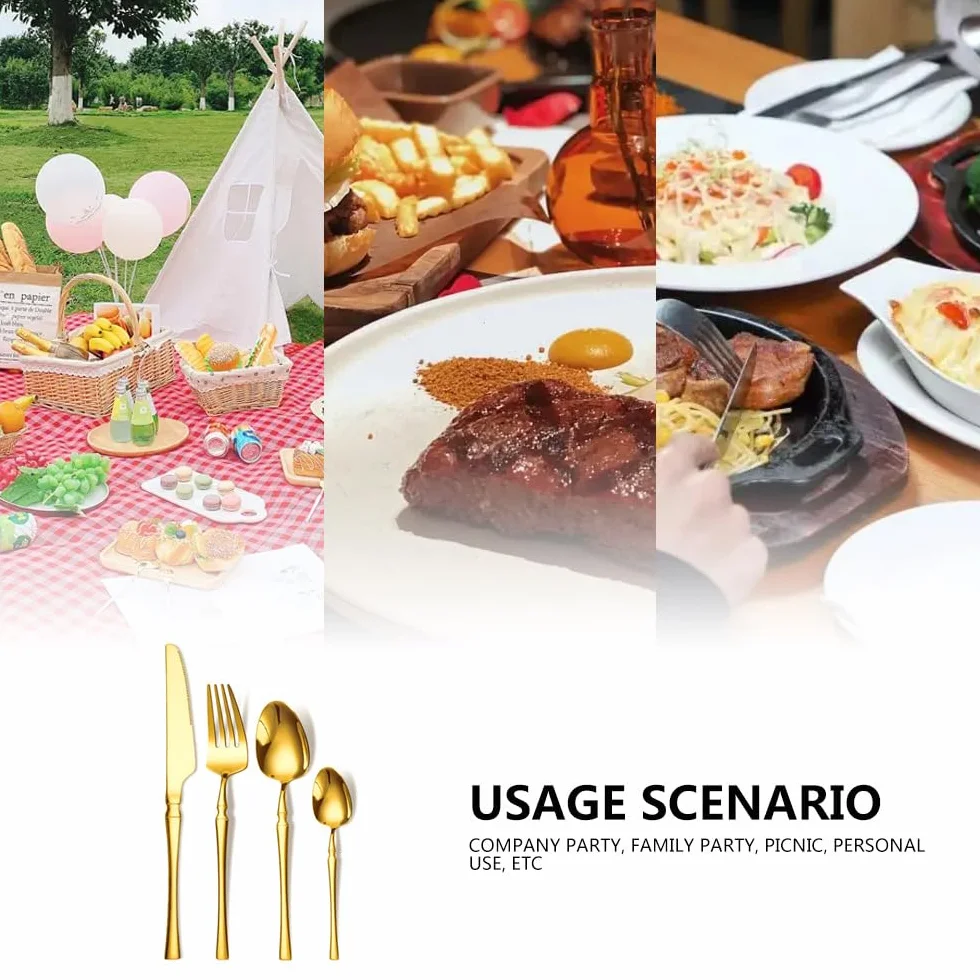 Ejoyous Juego de Cubiertos de 24 Piezas, Utensilios de Cubiertos de Acero Inoxidable con Diseño Elegante para Fiestas en Casa, Cocina y Restaurante (Juego de 24 Uds.)