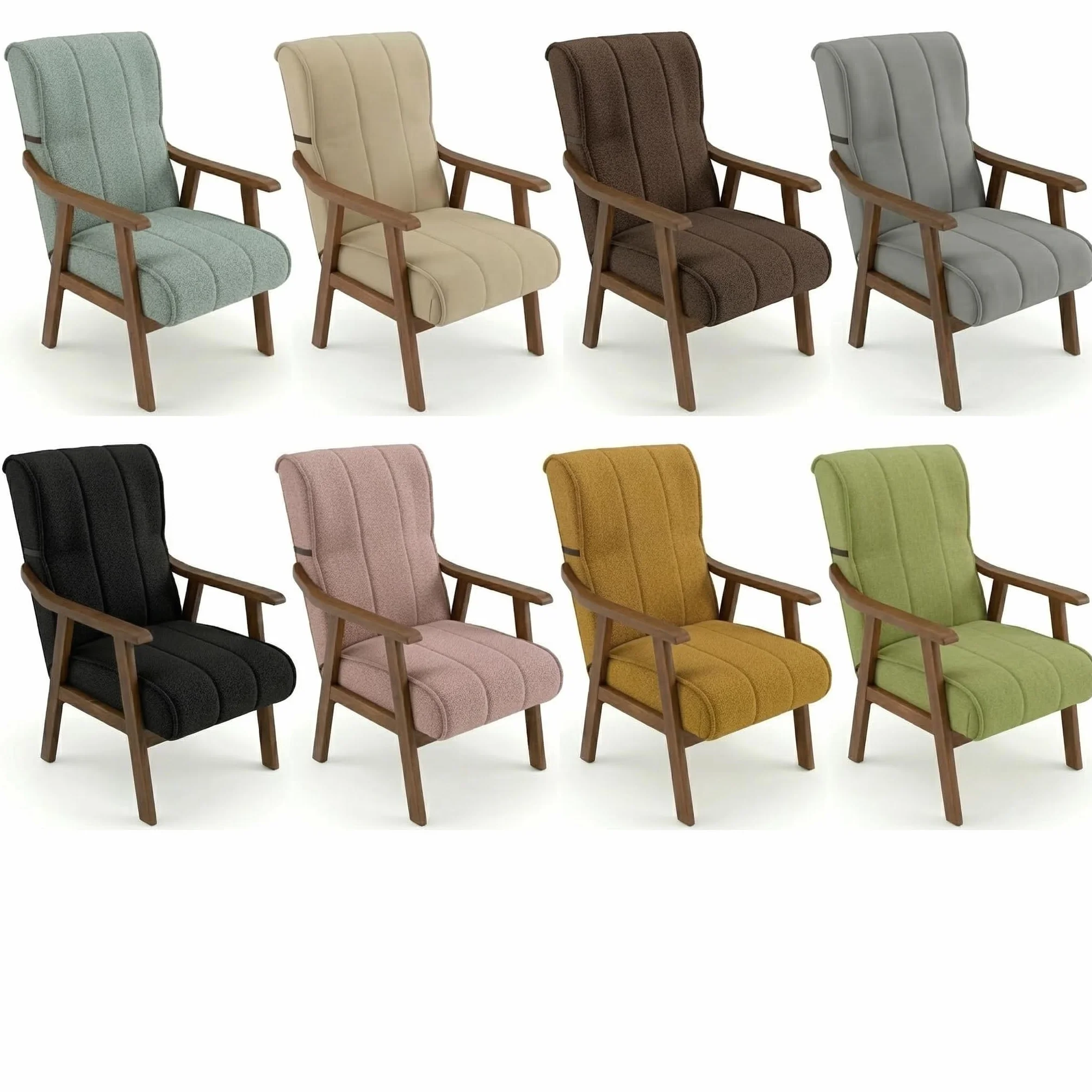Sillón Clásico | Sillon Relax | Clasico - Brazos Madera | Ideal Lactancia, Lectura o Decoracion | Tapizado en Tela Antimanchas Ancho 60 Fondo 70 Alto 105