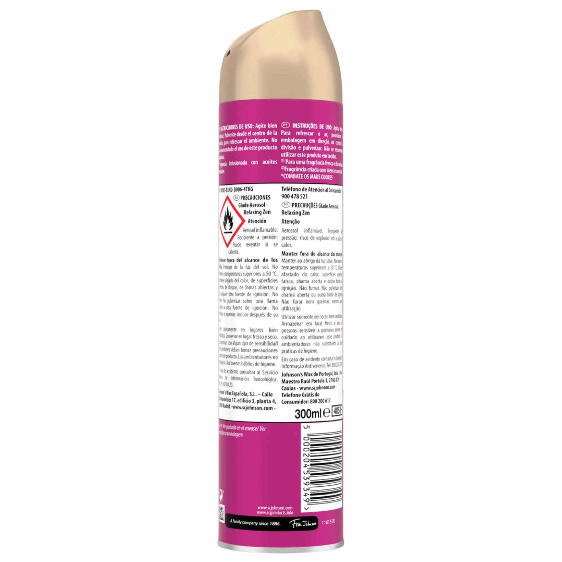 Glade Ambientador Aerosol Relax Zen 300ml Eliminación de Malos Olores 1 Unidad