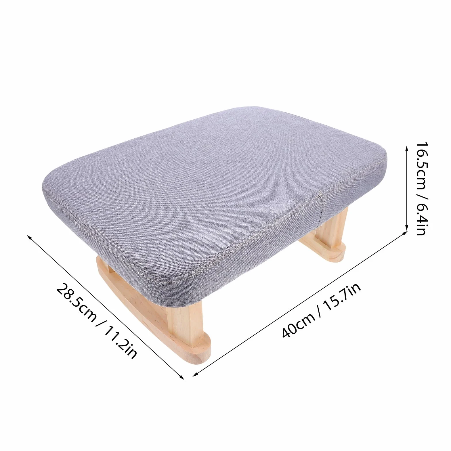 NOLITOY Taburete Pequeño de Madera Maciza Asiento Tapizado en Tela Gris, Reposapiés Multifuncional para Cambiar Zapatos, Meditación y Yoga, Portátil y Compacto para Hogar y Oficina
