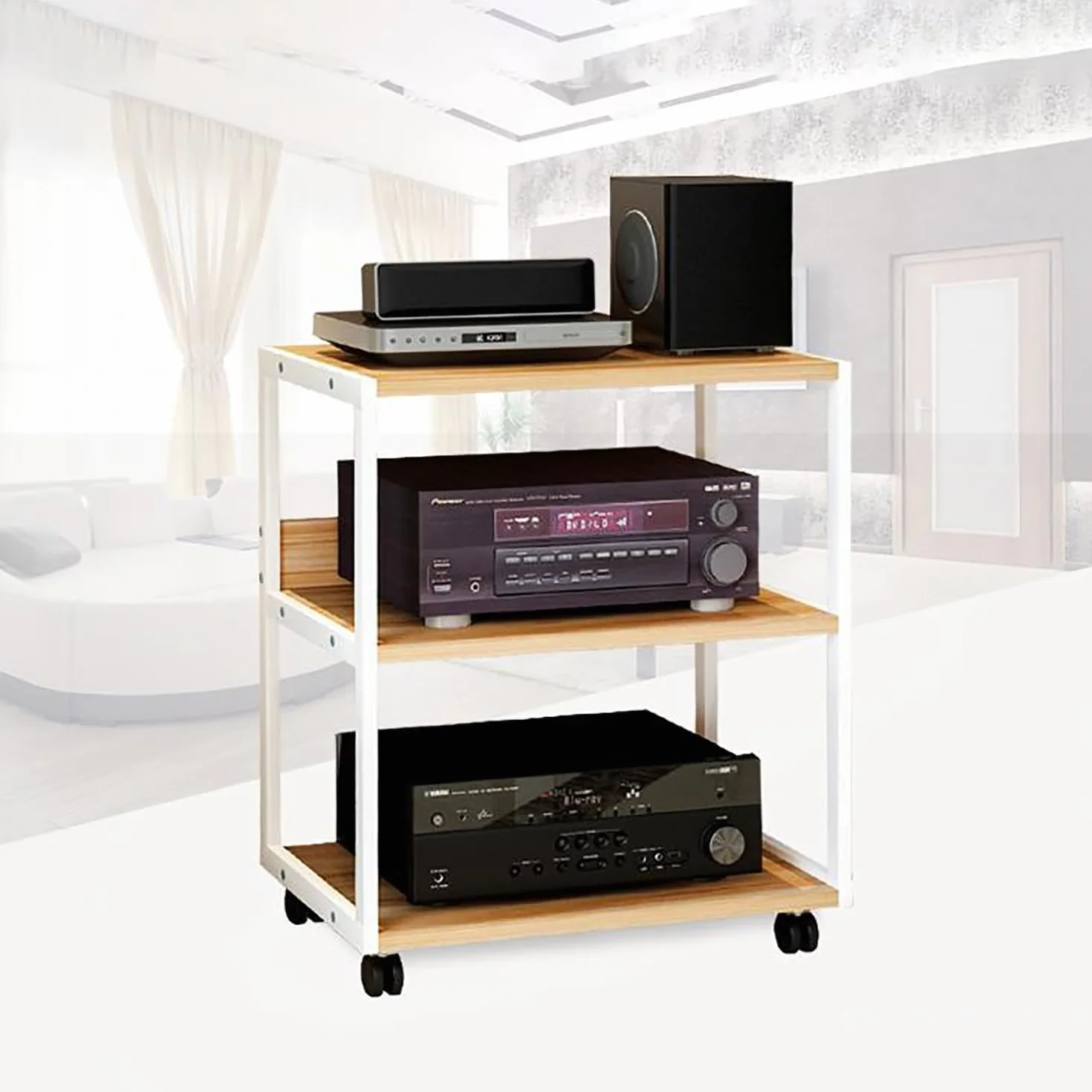 Estante de Almacenamiento de Componentes Estéreo,Tocadiscos de Vinilo Stand,Gabinete de Audio HiFi de 1/2/3/4 Capas,Estantes for Amplificadores de Parlantes,para Estudios de Grabación.(Nero,50x40x94cm