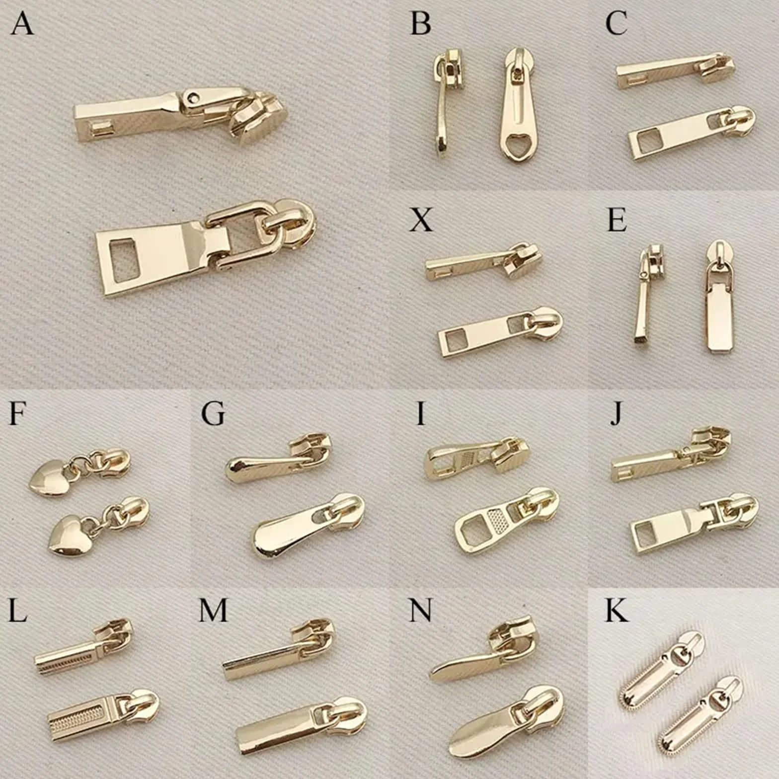 Reemplazo del tirador de cremallera, Tirador de cremallera 1 pieza 3# tirador de cremallera chapado en oro/deslizadores de tirador de cremallera reparación de cremallera con cabeza de cremallera extra