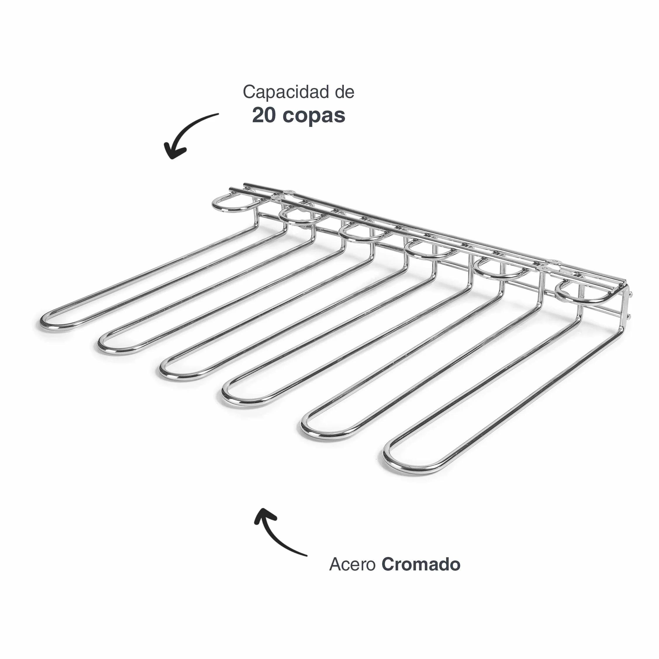 LACOR Colgador de Copas Acero Inoxidable Soporte Techo Pared 45 x 31 cm