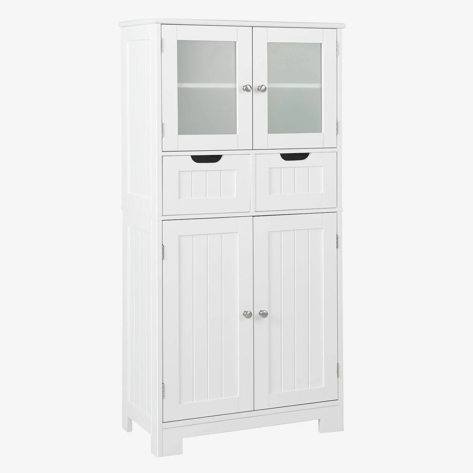 LIFEZEAL Armario Suelo de Baño, Mueble de Baño con Estantes Ajustable, Mueble de Almacenaje con Cajones y Doble Puerta, Mueble Lateral Multifuncional para Cocina (Blanco)