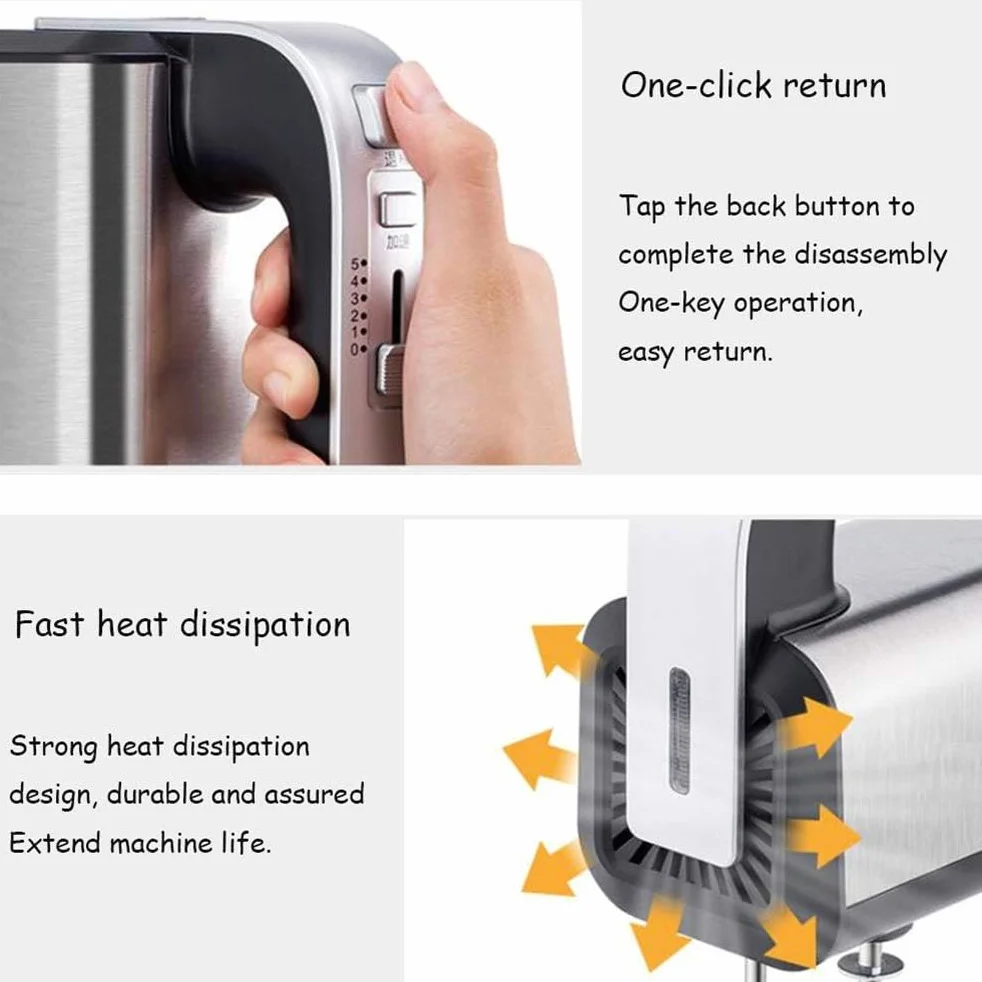 Batidora de Mano de Acero Inoxidable de 800 W, Batidora Eléctrica de 5 Velocidades Más Función Turbo, Batidora Batidora de Mano con 2 Ganchos Para Masa y 2 Batidores, Dos Varillas de 12 Alambres