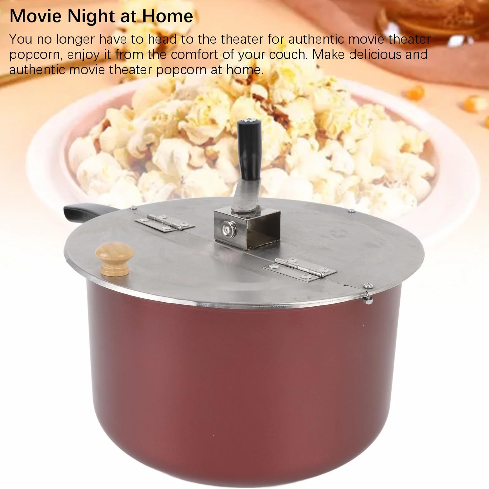 TOPINCN Máquina para Hacer Palomitas de Maíz de Acero Inoxidable — Palomitera Manual Compatible con Estufas — Dispositivo Portátil para Preparar Palomitas Caseras en Cocinas Domésticas