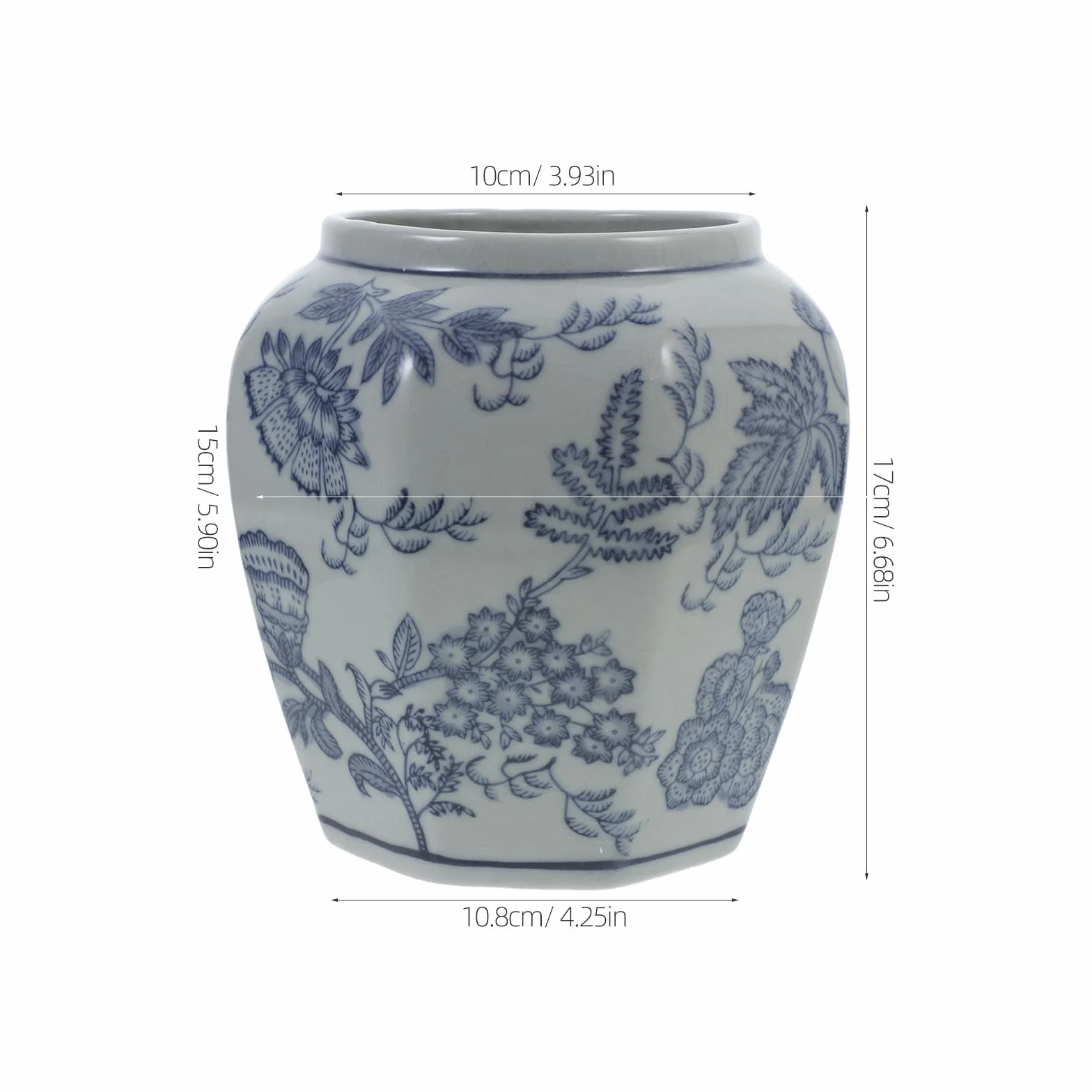 DOITOOL Jarrón Floral de Cerámica Azul Estilo Chino Diseño Delicado y Tacto Agradable para Decoración en Hogares y Entradas