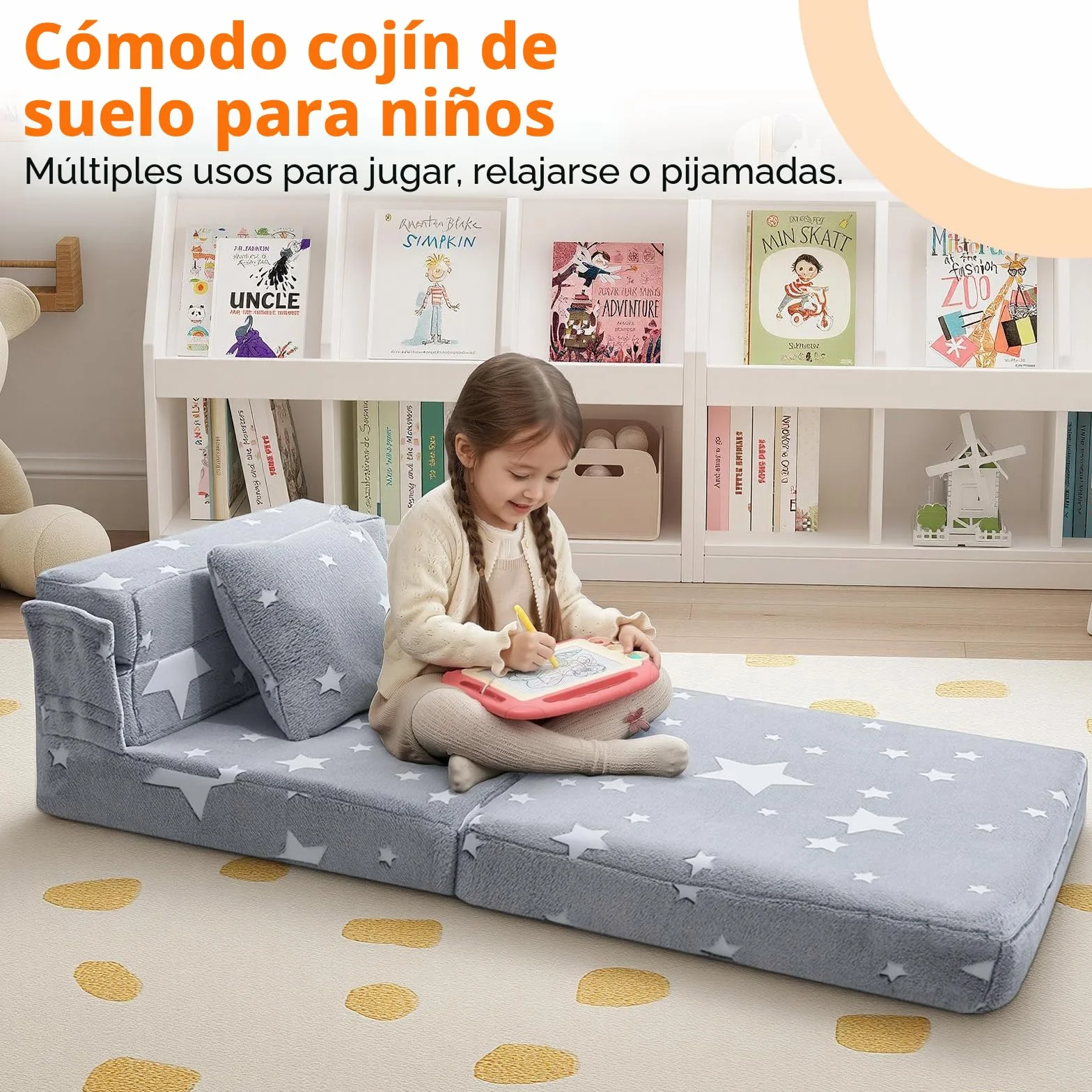 MeMoreCool Sofá Plegable Tri Parainfantil, Colchón Brillante para Niños, Sillones Infantiles, Sillon Bebe, Sala de Juegos