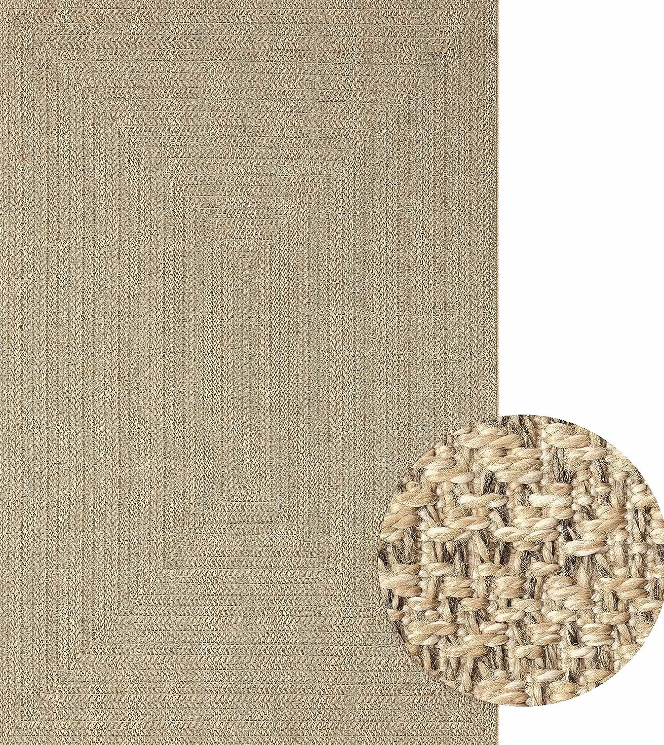 Mias Teppiche Kinsley Alfombra de Yute Natural para Exterior Resistente a la Intemperie