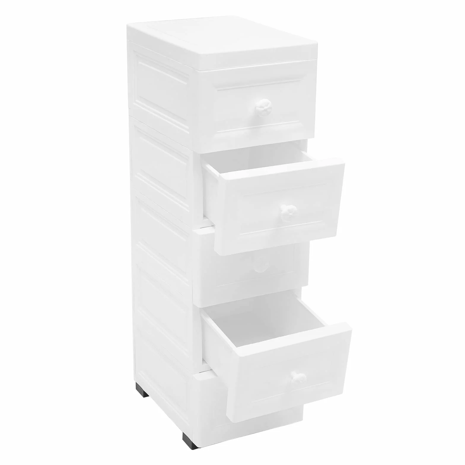 Armario con Cajones con Ruedas, 5 Cajones, para Baño, Resistente al Agua, Estrecho, 34 cm de Profundidad, 25 cm de Ancho, 82 cm de Alto, para Juguetes Infantiles