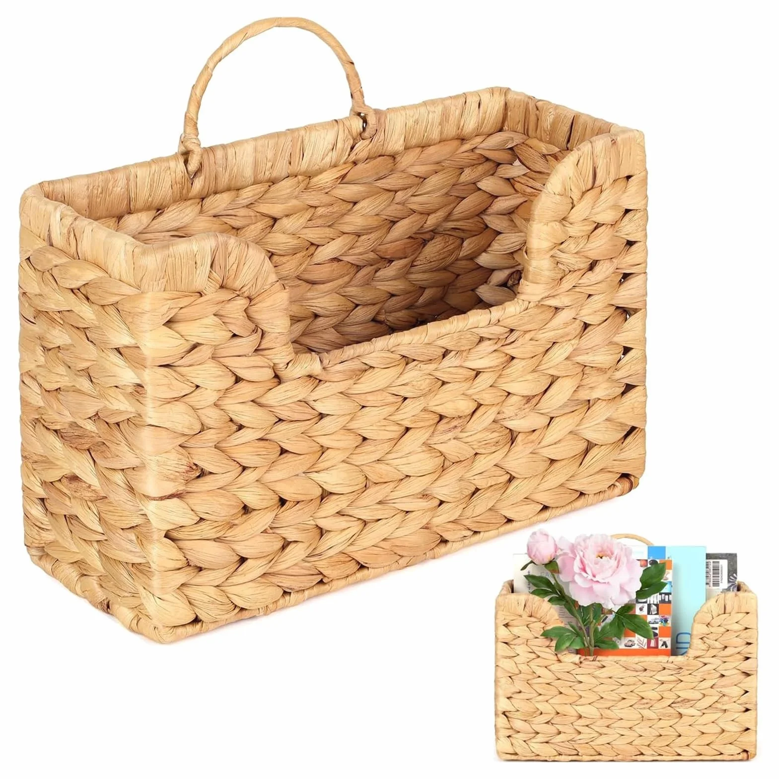 Cesta de almacenamiento for colgar en la pared, tejido vid calabaza, revistero ratán, decoración del hogar for sala estar y dormitorio Para Hogar