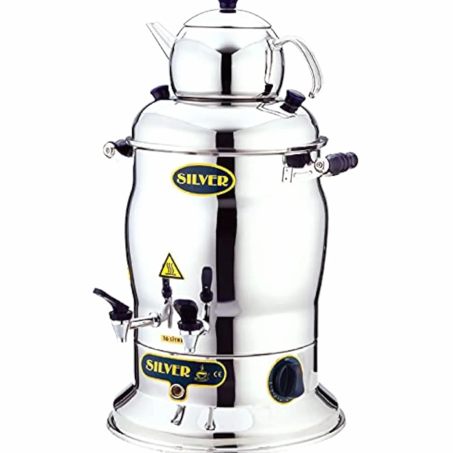 Samovar Máquina de té turco eléctrica de acero inoxidable 220v enchufe de la UE (plata, 10 litros)
