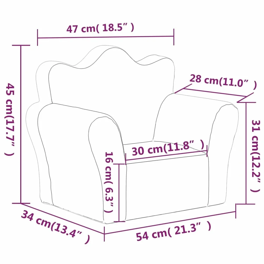 vidaXL Sofá para Niños, Sillón con Respaldo Reposabrazos, Mini Sofá Infantil, Asiento Sofá para Dormitorio Sala de Juegos, Felpa Suave Gris Claro
