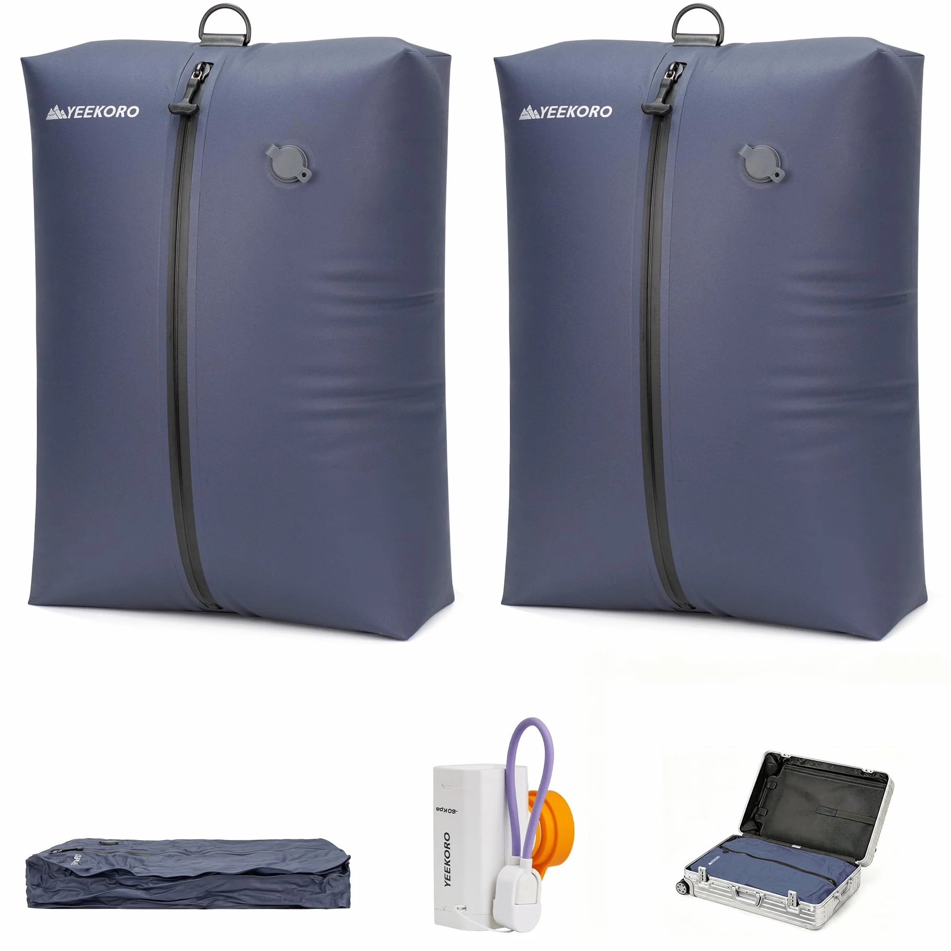 Bolsa de vacío para viajes, bolsas de compresión al vacío profesionales, IPX8, impermeables, reutilizables, antidesgarros, ahorran espacio, bolsas de almacenamiento al vacío con bomba para
