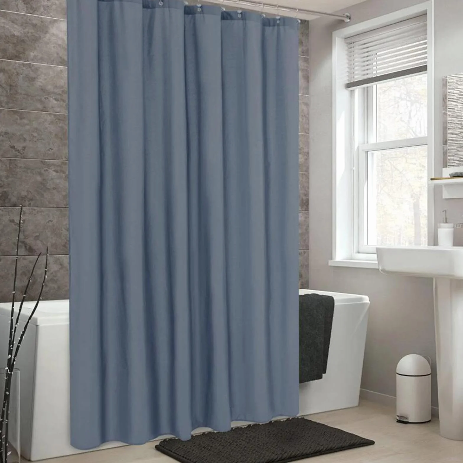 Cortina de ducha impermeable antimoho para bañera, tela lavable, incluye ganchos, 215 x 200 cm, perfecta para decoración de baño