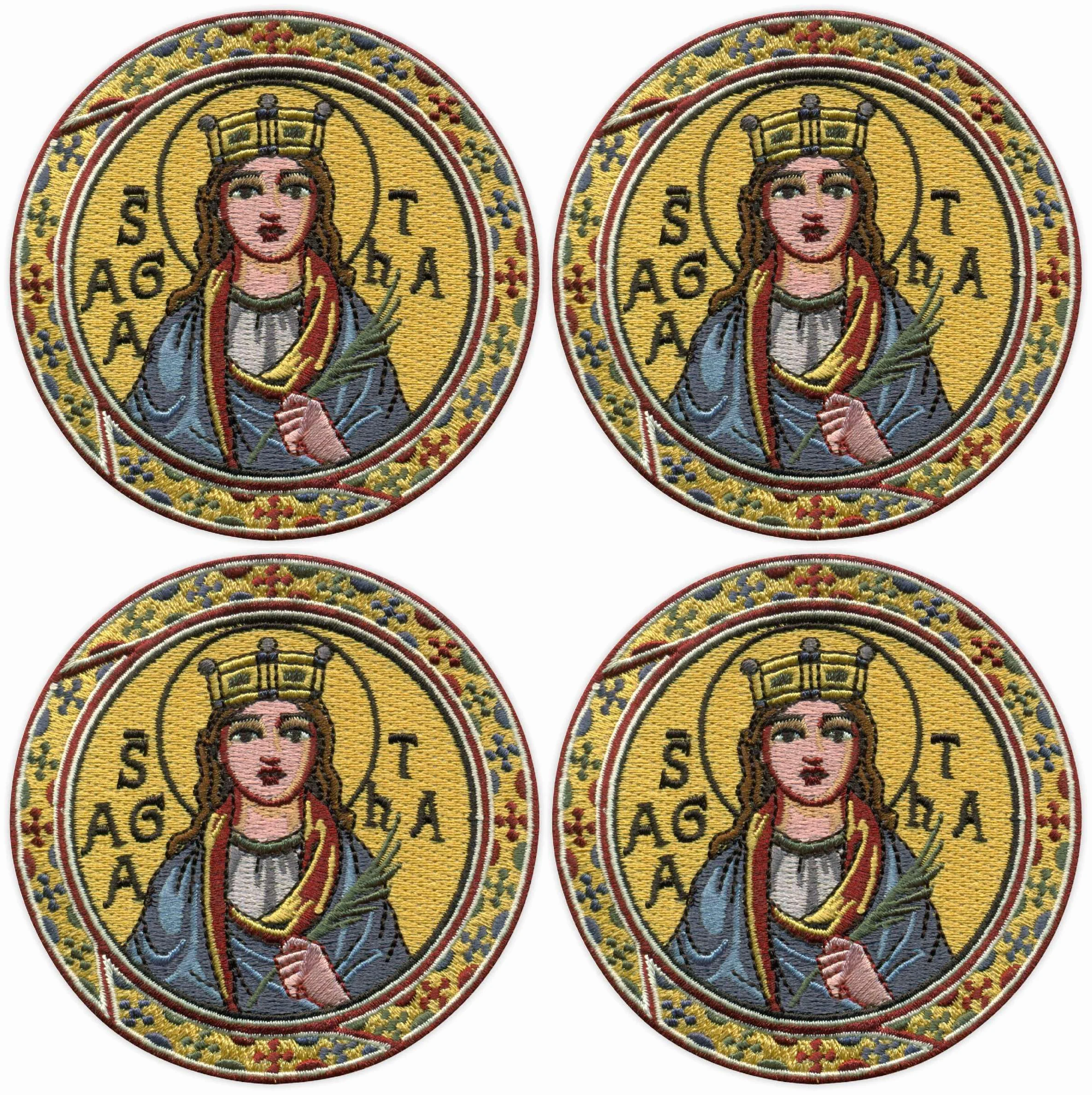 Lote de cuatro - Patchion Santa Ágata - Planchable/Termoadhesivo - Parche/Insignia/Emblema bordado