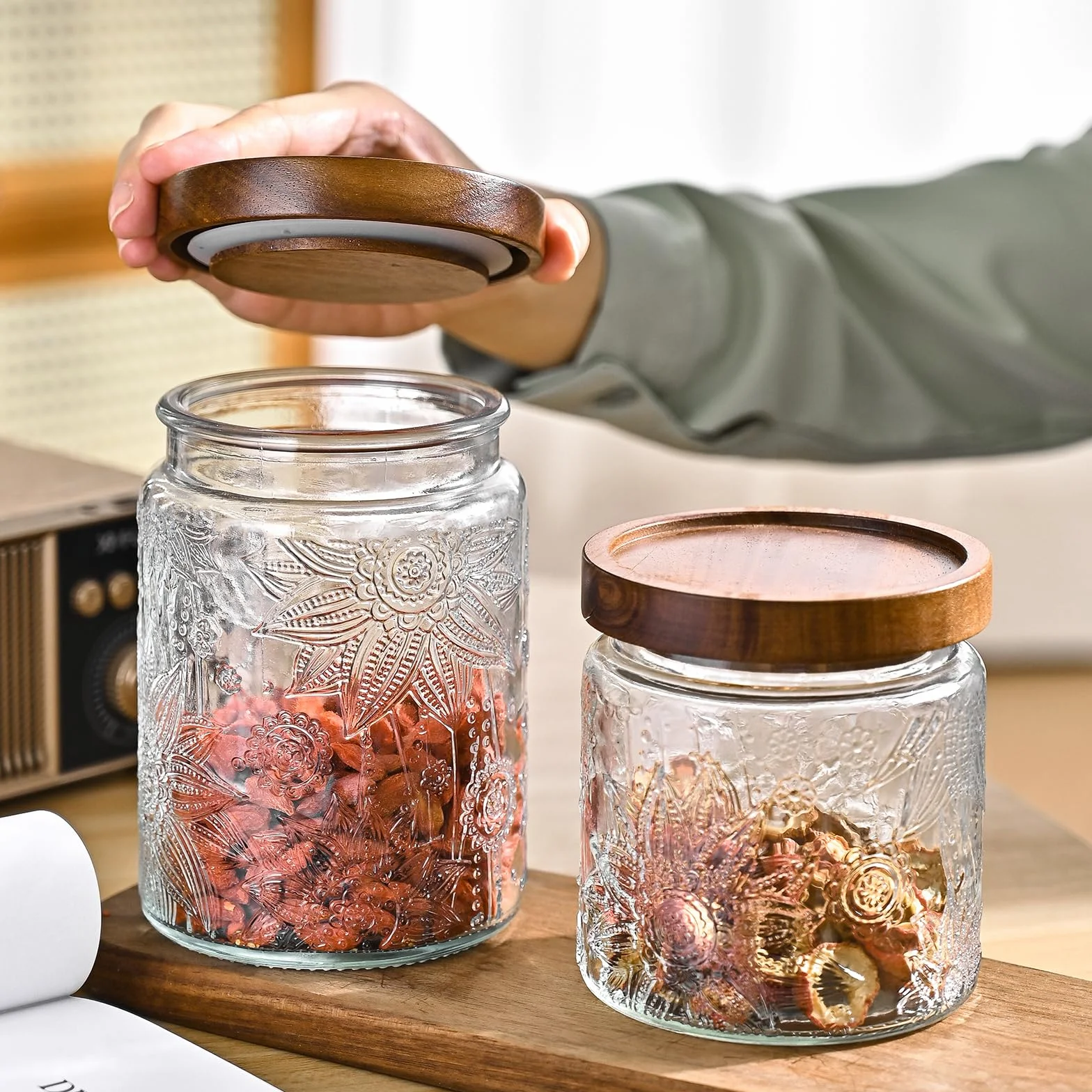 Adodeen Tarro de cristal con tapa