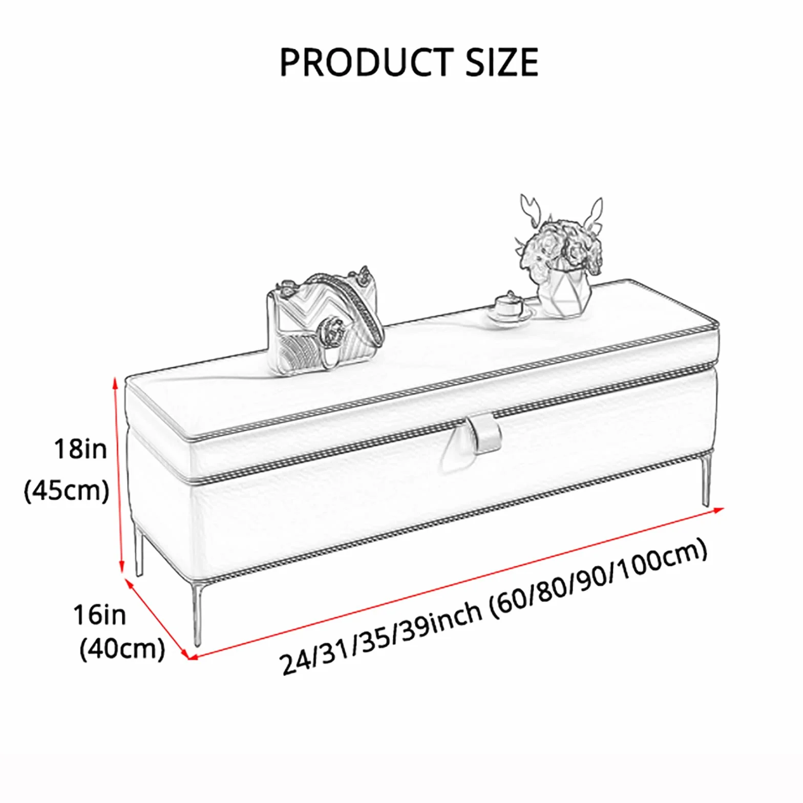LUUYYI Banco de almacenamiento moderno de piel sintética blanca otomana elegante para guardar zapatos, versátil mueble de dormitorio para zapatos y artículos esenciales (naranja, 60 x 40 x 45 cm)