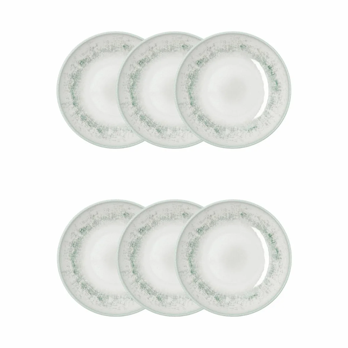 Bidasoa Set de 6 platos hondos Kai Hydrozero de porcelana 23 cm | Verde, Porcelana, formato redondo, acabado brillo, 23 cm, 6 piezas, apilable, apto para microondas