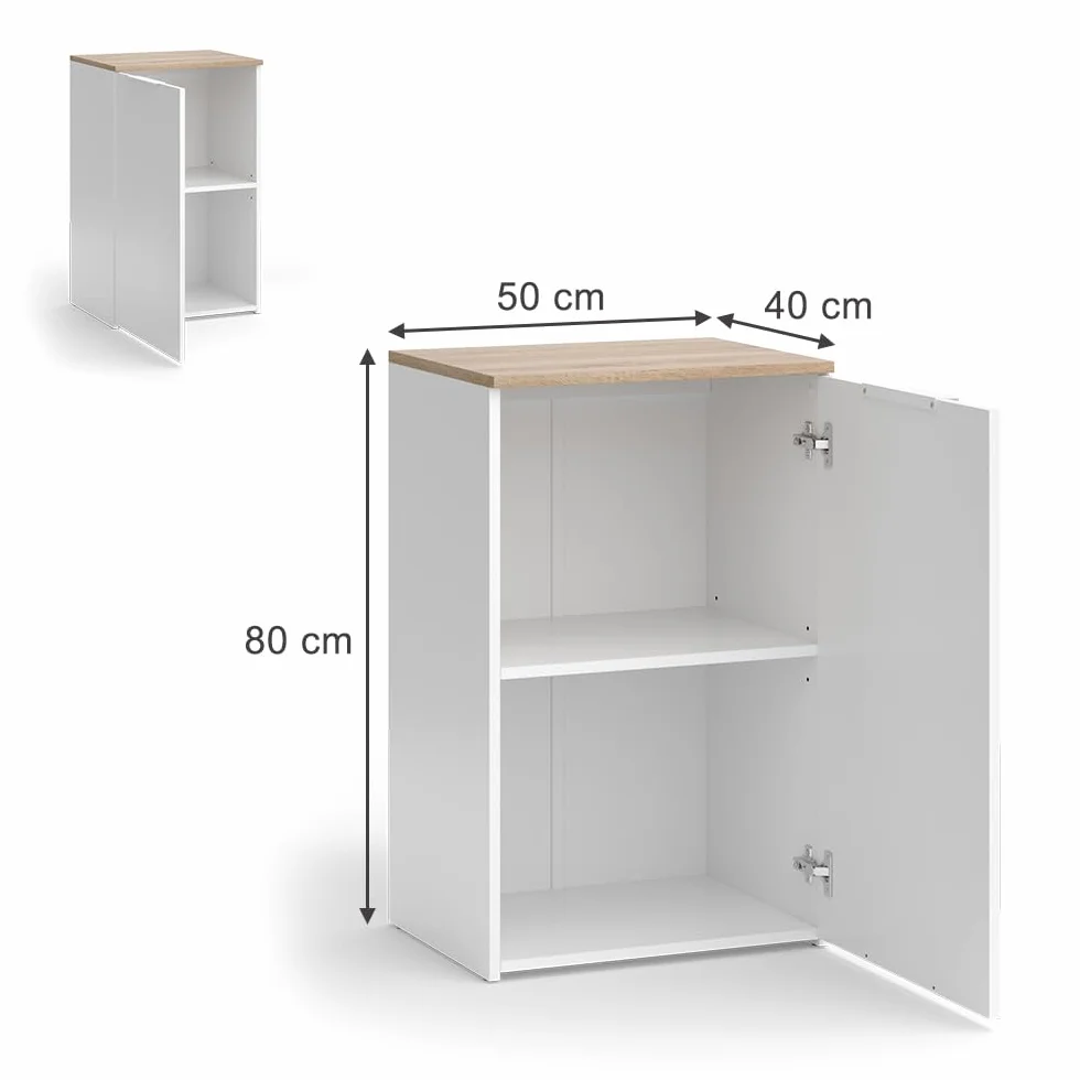 Vicco Aparador Wido, Blanco, 50 x 80 cm con Estante, para Almacenamiento y organización Que Ahorra Espacio
