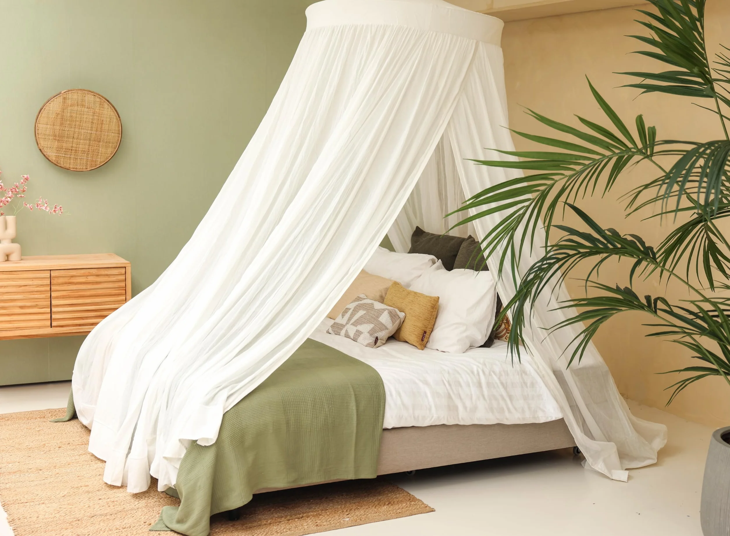 Dosel de Cama de Algodón 100 % para Cama Queen y King Size | Mosquitera de Lujo Hecha a Mano para Dormitorio | Red Decorativa en Forma Cónica con 2 Aberturas para el Hogar