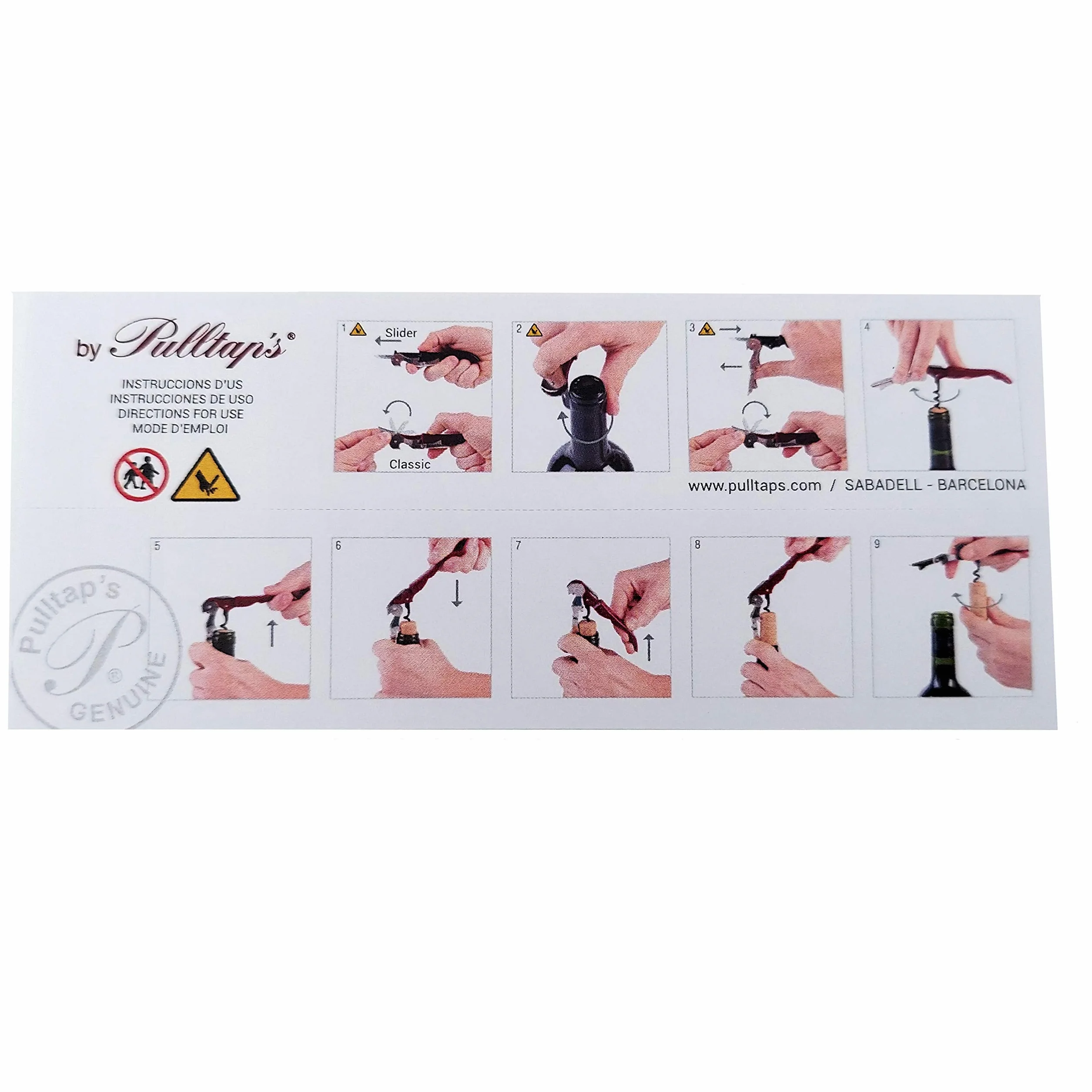 Pulltap's Sacacorchos clásico con doble bisagra para llave de vino, para zurdos (blanco), regular