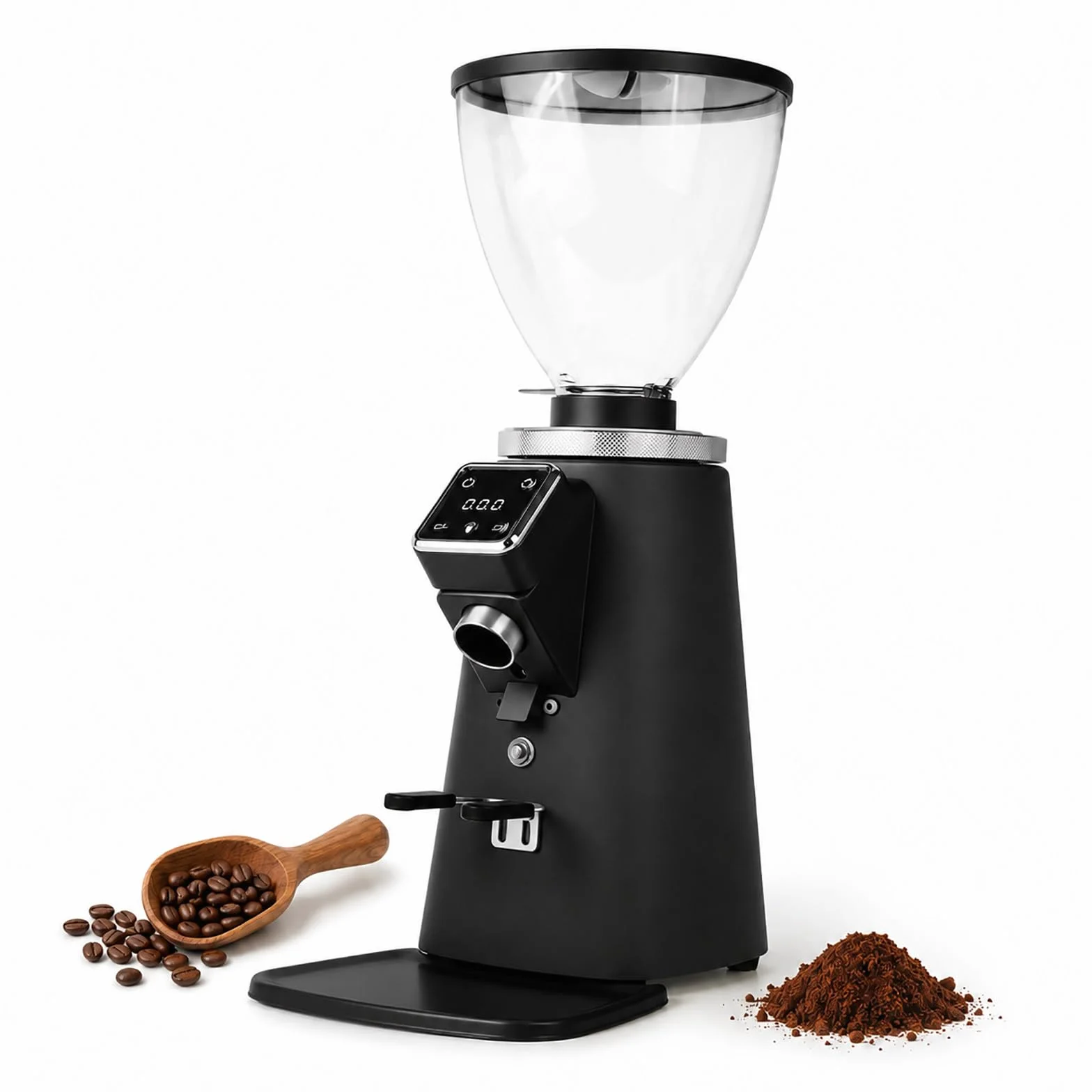 Molino Café Barista con Accionamiento Directo - Molienda Regulable, Conducto Magnético, Soporte para Portafiltro Black