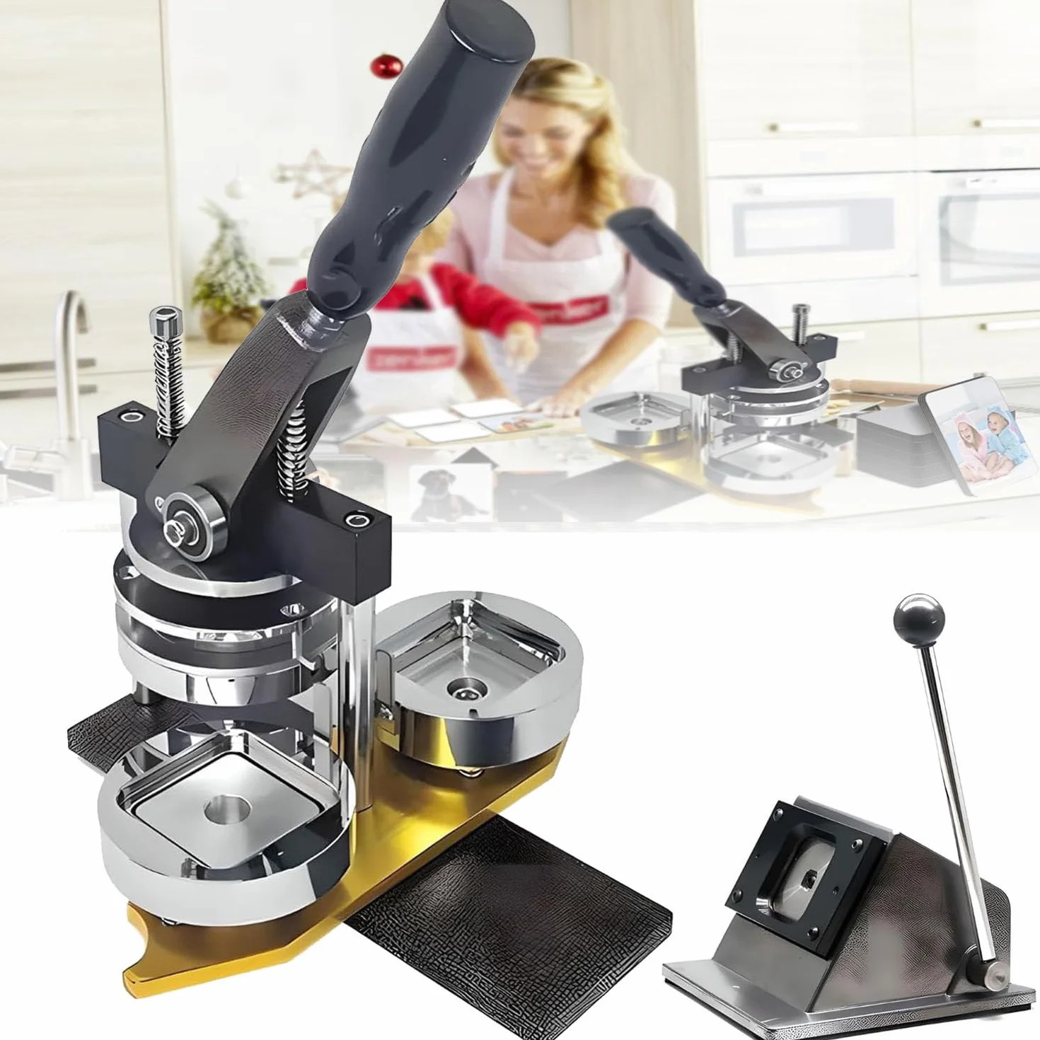 Kit De Máquina Para Hacer Imanes Cuadrados De Refrigerador De 50 X 50 Mm, Prensa Para Calcomanías De Fotos, Máquina Para Hacer Imanes, Con Cortador De Papel, 100 Piezas De Materiales.
