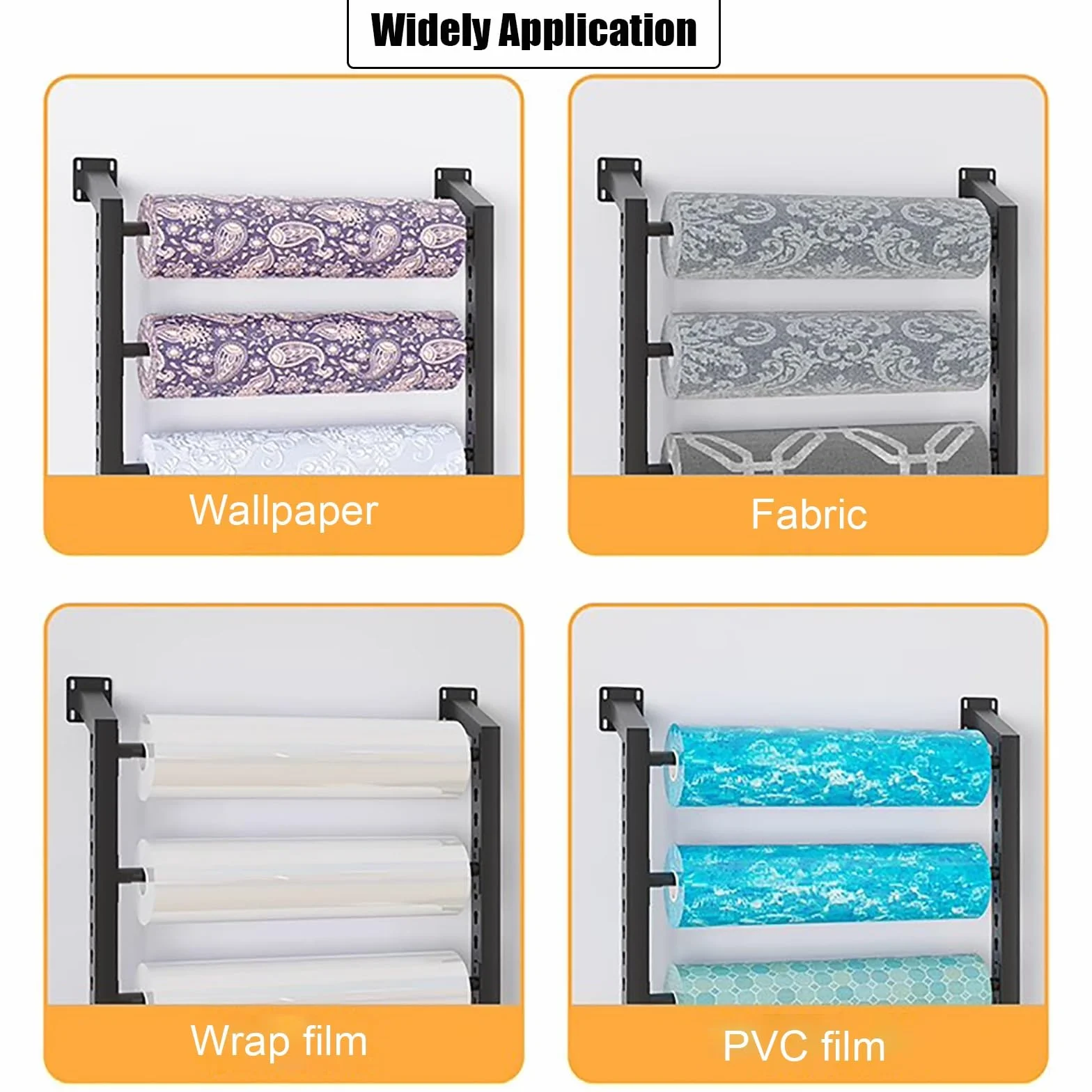 Soporte metálico de 10 niveles para vinilo de coche, expositor de rollos de tela para pared con barra ajustable, organizador de papel tapiz para películas de ventanas de coche comerciales, para garaje