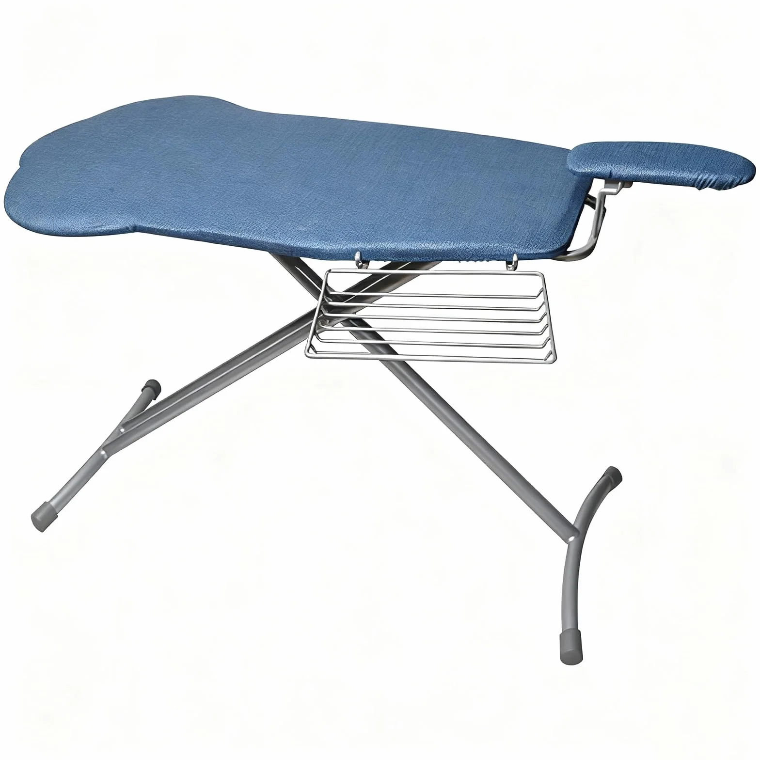 Tabla de Planchar Grande con Soporte para Mangas y Soporte de Hierro, Mesa Planchar Plegable con Estantes, Ironing Board de Altura Ajustable(Blue)