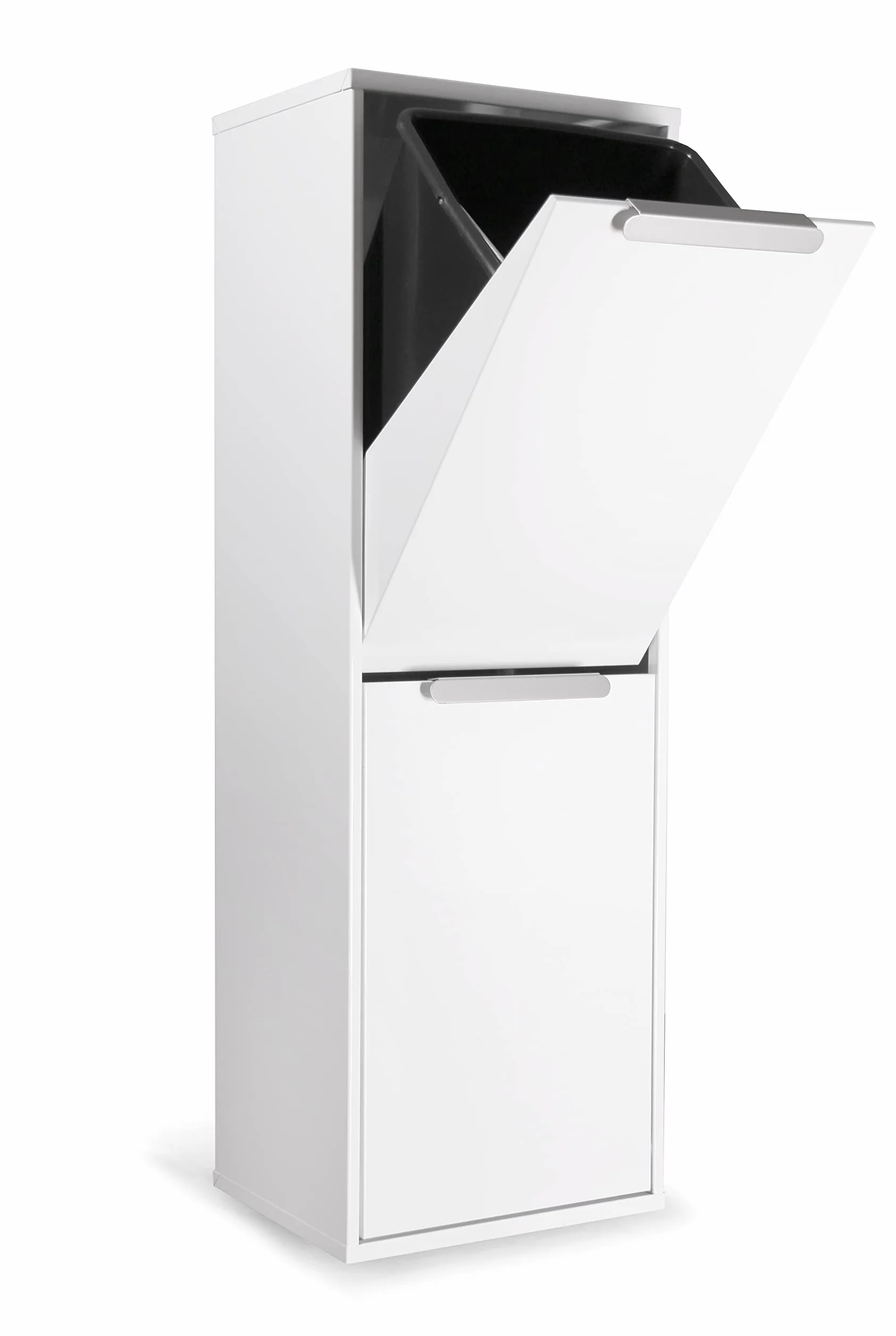 Arregui Ecoclas CR201-E Cubo de Basura y Reciclaje de Acero de 2 Compartimentos | 2x17L (34L) | Cubos de Basura de Cocina | Contenedores de Reciclaje para Casa u Oficina | blanco